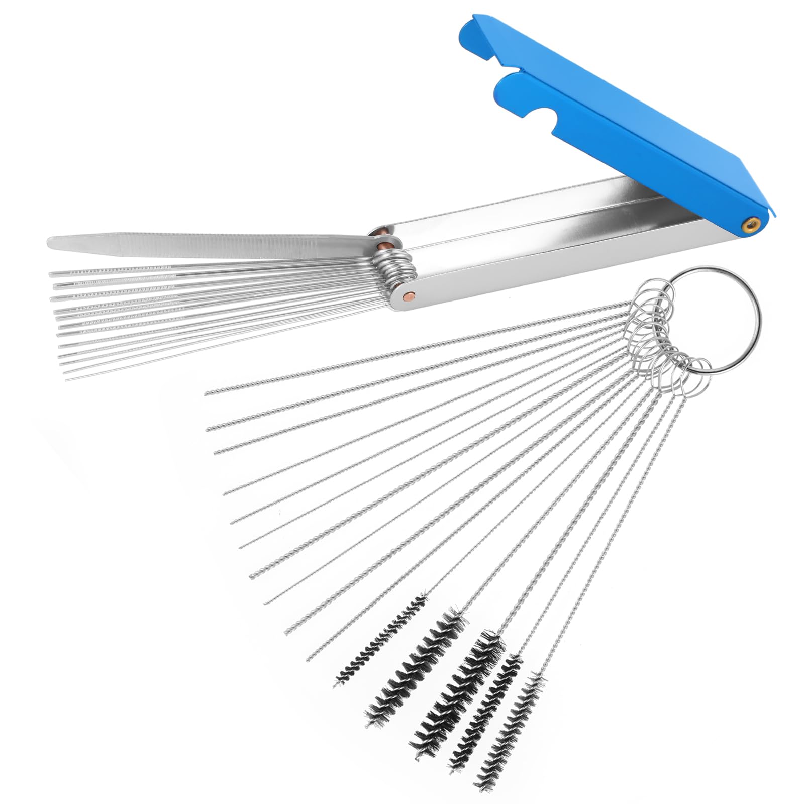 Torch Tip Cleaner Kit - 13 Cleaning Wires, 10 Needles & 5 Nylon Brushes for Welding Torch Maintenance, Carburetor Cleaning and Throttle Body Cleaning - Remove Carbon Dirt & Jet Deposits - Ideal for Automotive Repair, Welding Equipment Maintenance and Small Engine Tune-Ups