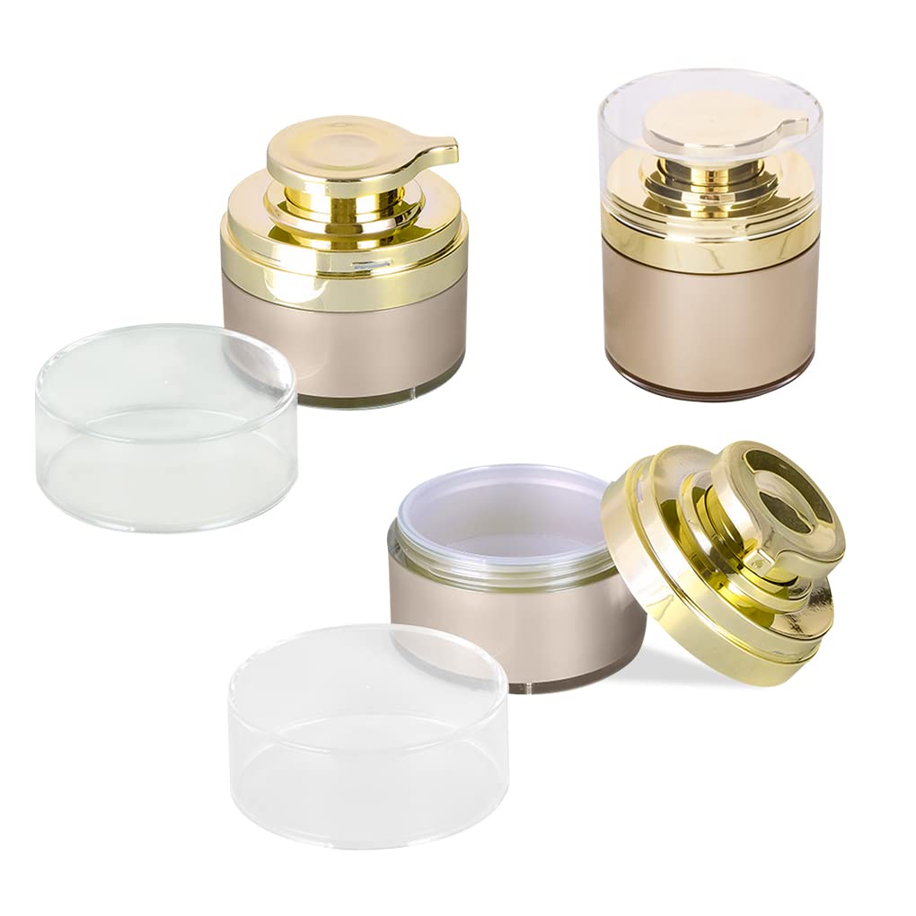 FineInno 3-Piece 30ml Airless Pump Bottle Set - Refillable Travel-Sized Moisturizer Jars, Vacuum Cream Containers for Lotions & Serums | Perfect for Skincare, Makeup & On-The-Go Use