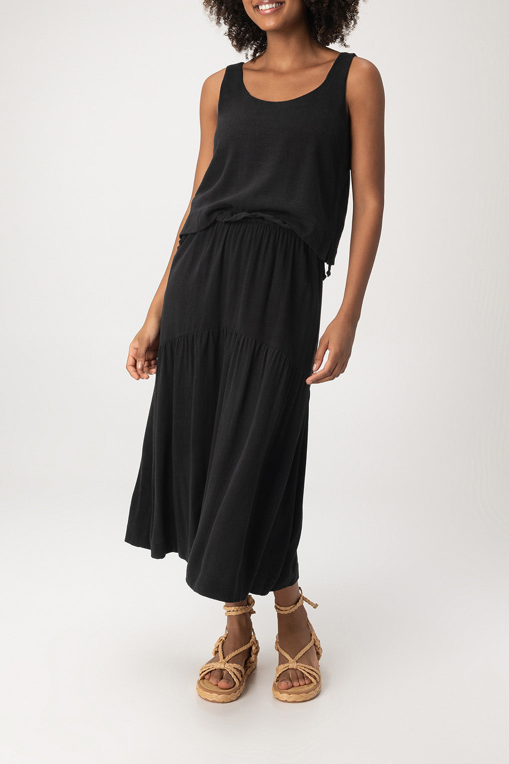 Stylish Sandy Tie Midi Skirt for Women - A-Line Summer Flowy Beach Skirt with Side Slit - Perfect for Vacation, Date Night & Casual Outings
