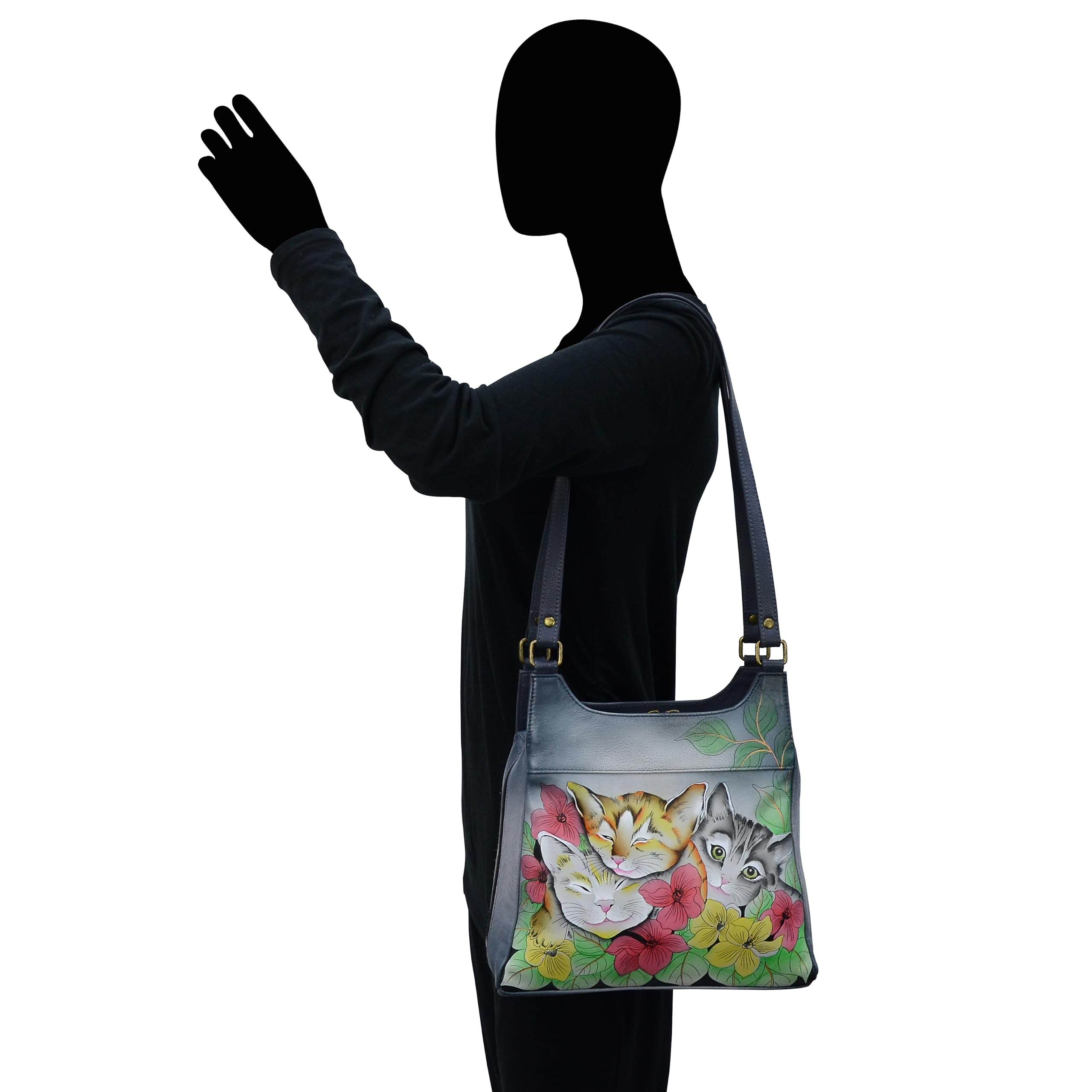 Anuschka Anna Women's Hand-Painted Leather Triple Compartment Satchel Purse - Perfect for Work, Travel & Everyday Use