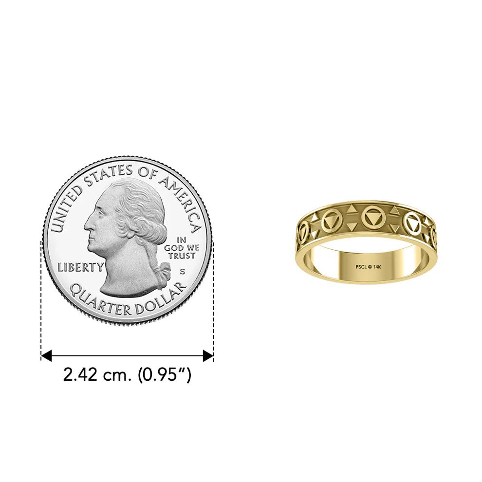 14K Yellow Gold Triangle Symbol Band Ring for Women - Durable & Elegant Jewelry for Everyday Wear, Gift Giving & Special Occasions