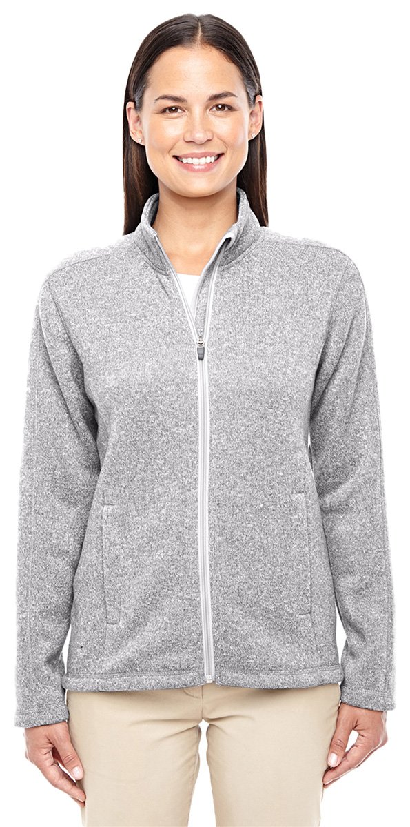 Devon & Jones Women's Bristol Full Zip Fleece Jacket - Soft & Warm Winter Sweater, XS, Grey Heather - Perfect for Outdoor Activities & Casual Wear