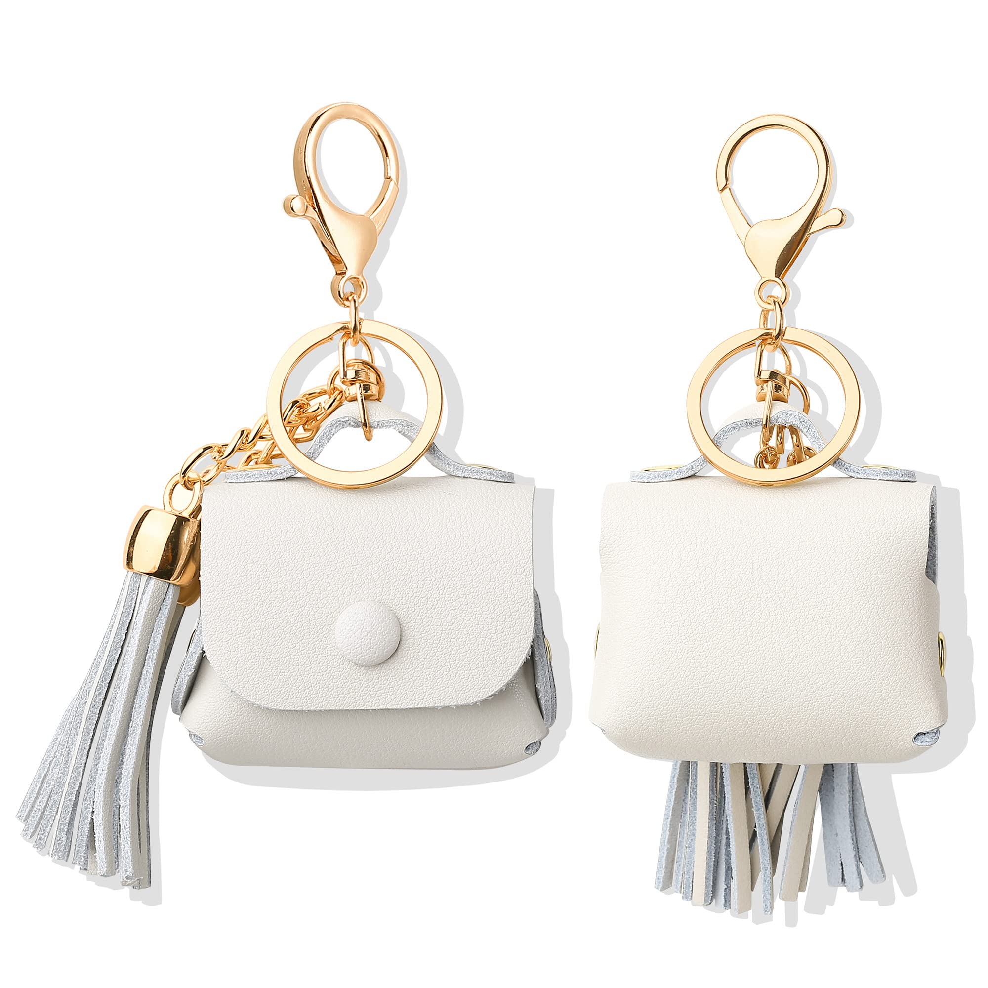 Genuine Leather AirPods 3 Case Cover (2021) with Drooping Tassels - Compatible with Apple AirPods 3rd Generation Charging Case - Beige - Perfect for Travel, Work & Daily Protection
