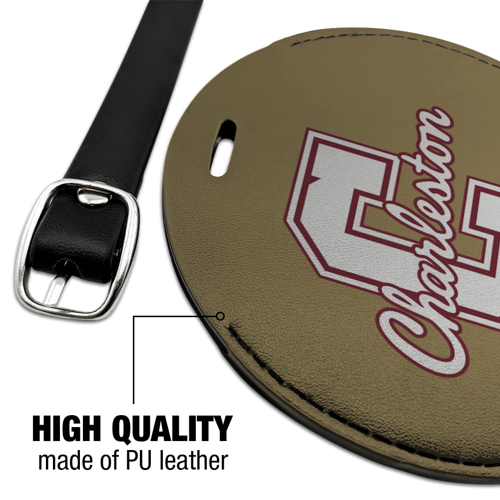 College of Charleston Themed Leather Luggage Tag - Personalized Carry-On ID Tag for Travel Bags | Perfect for Students, Alumni & Travel Enthusiasts