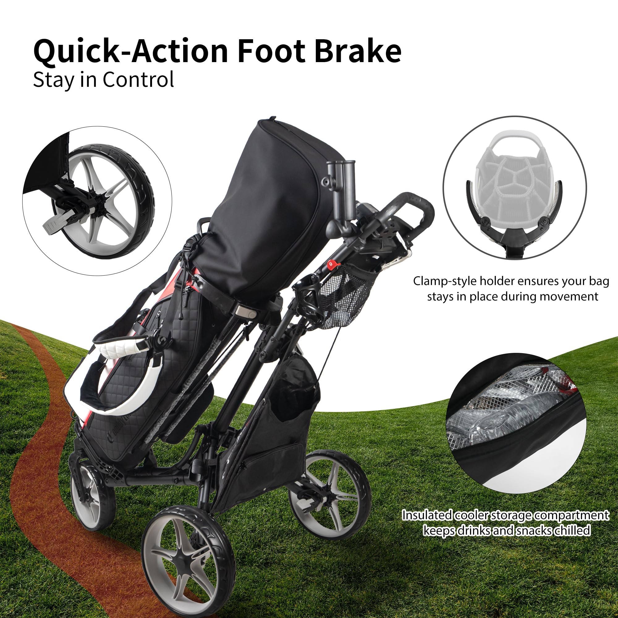 Caddytek CaddyLite ONE Swivel Golf Push Cart - Version 8 | Lightweight & Durable Golf Caddy for Easy Maneuvering on the Course | Perfect for Walking Golfers & Practice Rounds