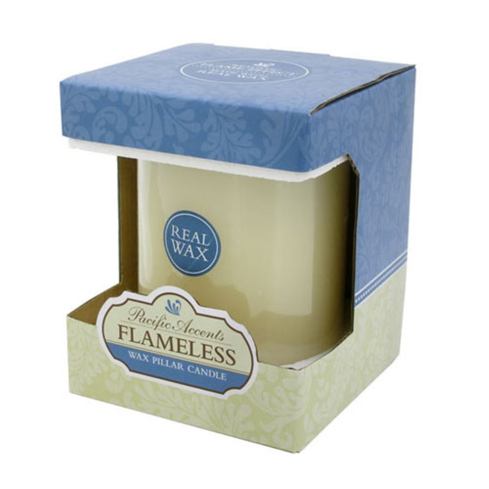 Real Wax Flameless LED Pillar Candles - Ivory Battery Operated Candles with Flickering Flame Effect, 4