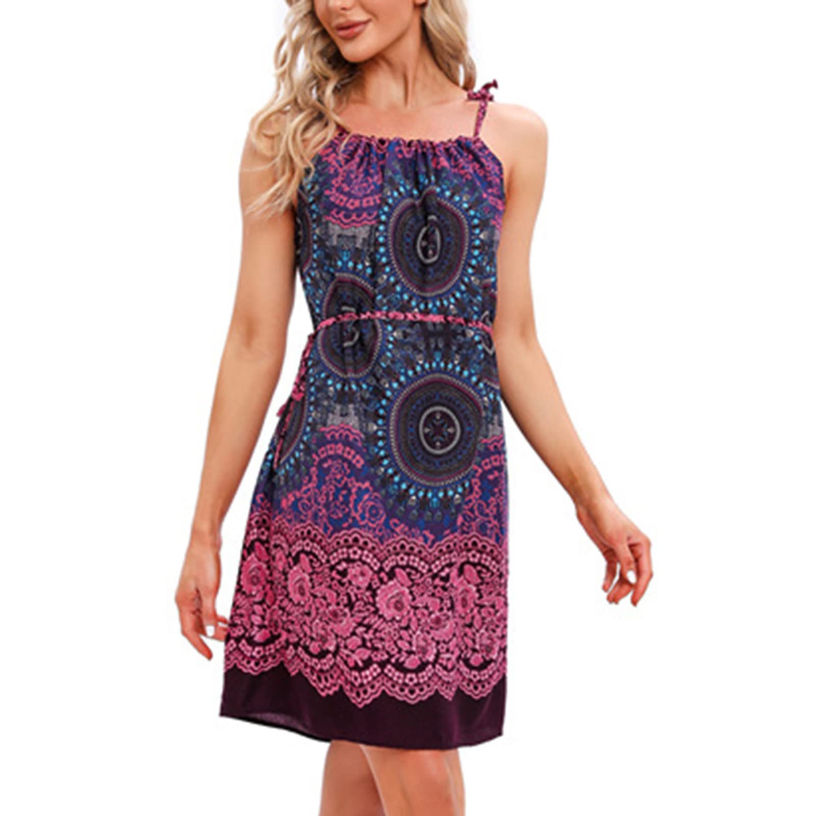 Women's Mini Bohemian Sun Dress - Flowy Beach Cover Up Skirt for Spring & Summer | Casual Sundress for Vacations, Pool Parties & Outdoor Adventures