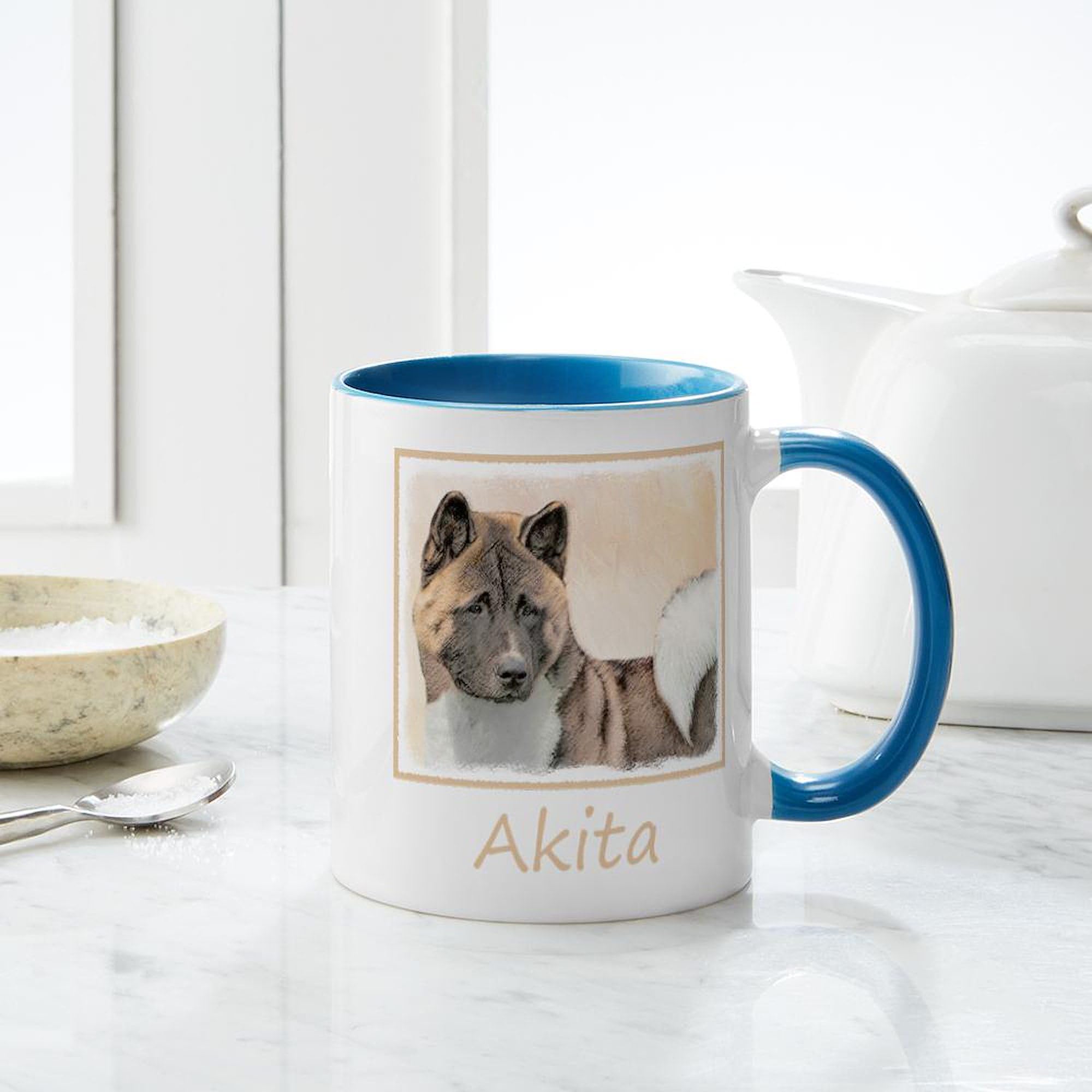 Akita 11 oz (325 ml) Ceramic Coffee Mug - Durable & Stylish White Coffee Cup for Home, Office & Gifts - Perfect for Hot Tea, Coffee & Hot Chocolate