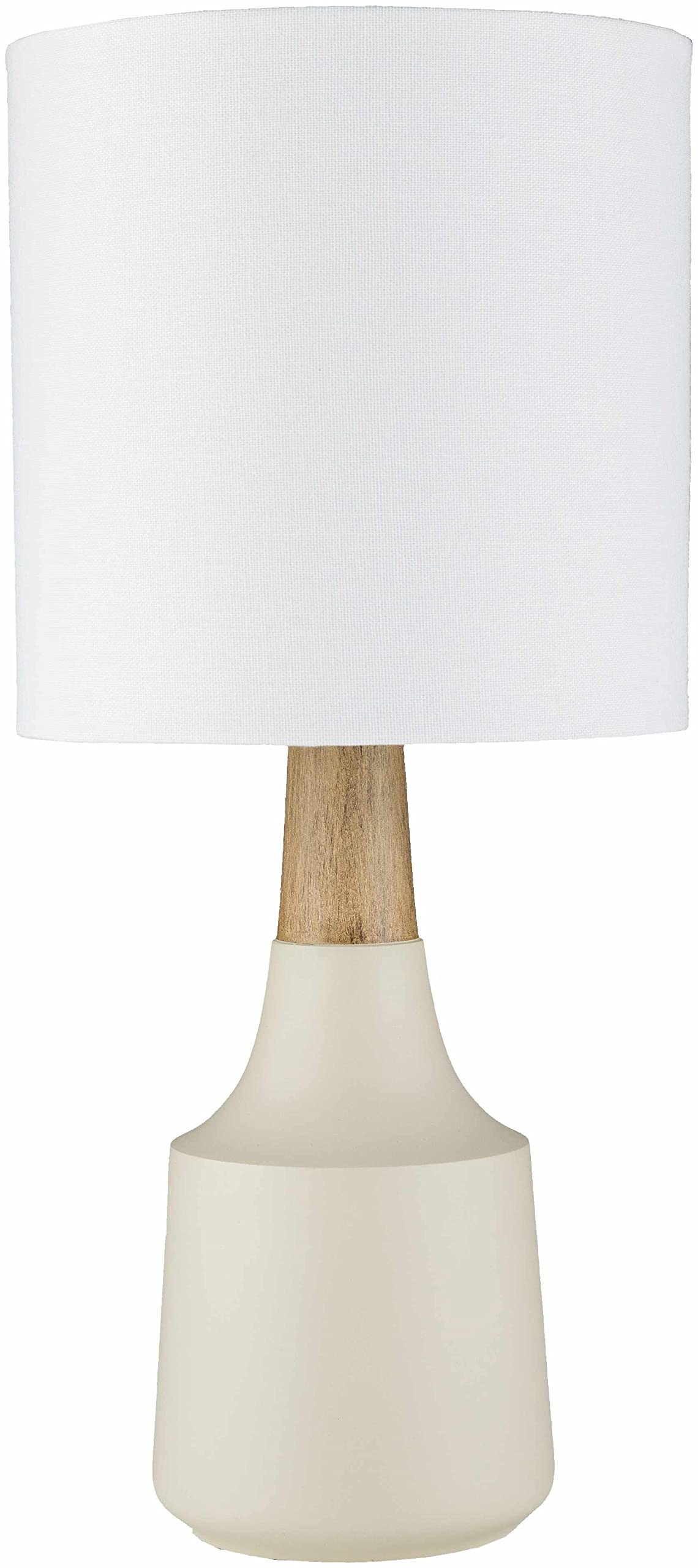 Modern Resin Bedside Table Lamp - Elegant Nightstand Lighting for Bedroom, Living Room & Office - Linen Shade in White, Beige & Cream - 17.5