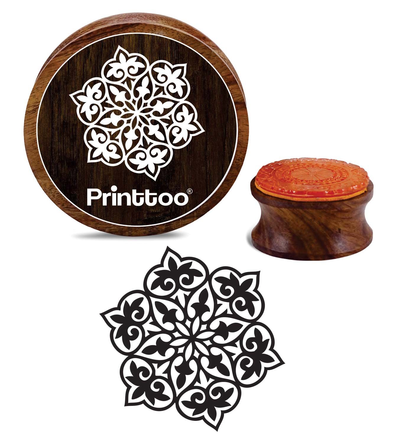 Floral Mandala Wooden Stamp - 3 Inch for Card Making & DIY Crafts