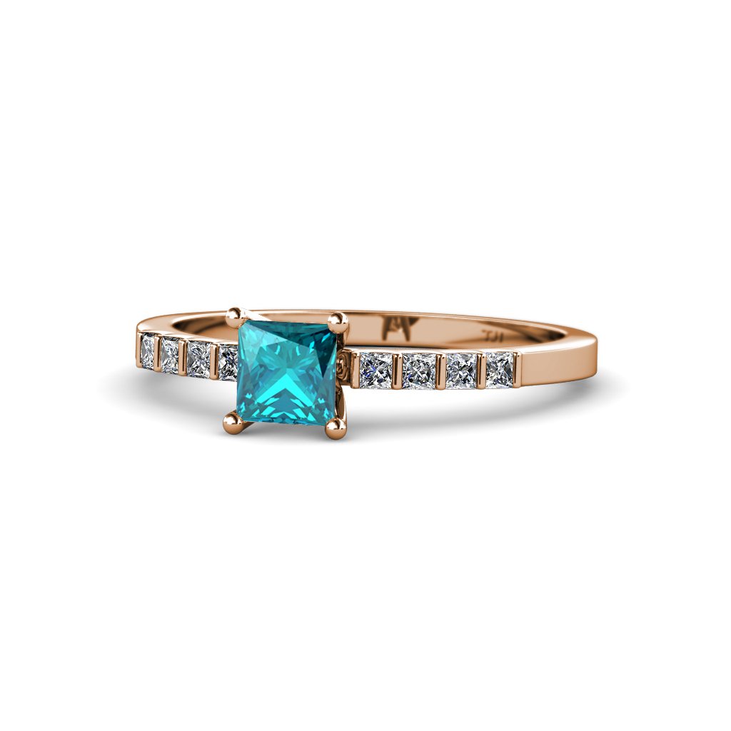 London Blue Topaz & Diamond Engagement Ring 0.80ctw (SI1-SI2, G-H) in 14K Rose Gold - Perfect for Proposals, Anniversaries & Special Occasions