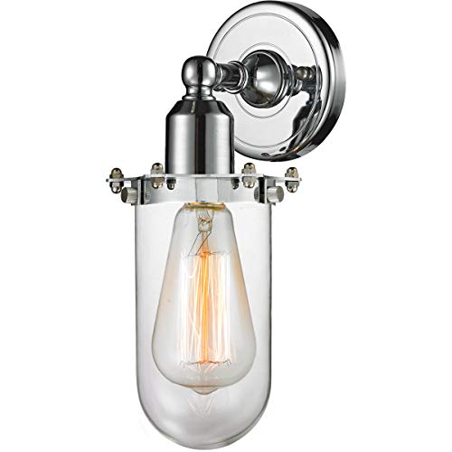 Innovations 900-1W-PC-CE231-PC-CL Centri 1 Light Wall Sconce - Modern Polished Chrome Finish - Part of The Austere Collection - Perfect for Bedroom, Hallway or Entryway Lighting