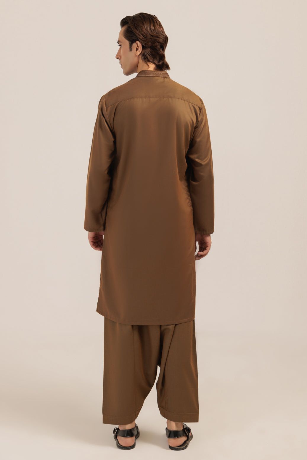 Stylish Blended Golden Kurta Shalwar Set - Traditional Pakistani Outfit for Men - Perfect for Eid, Weddings & Special Occasions