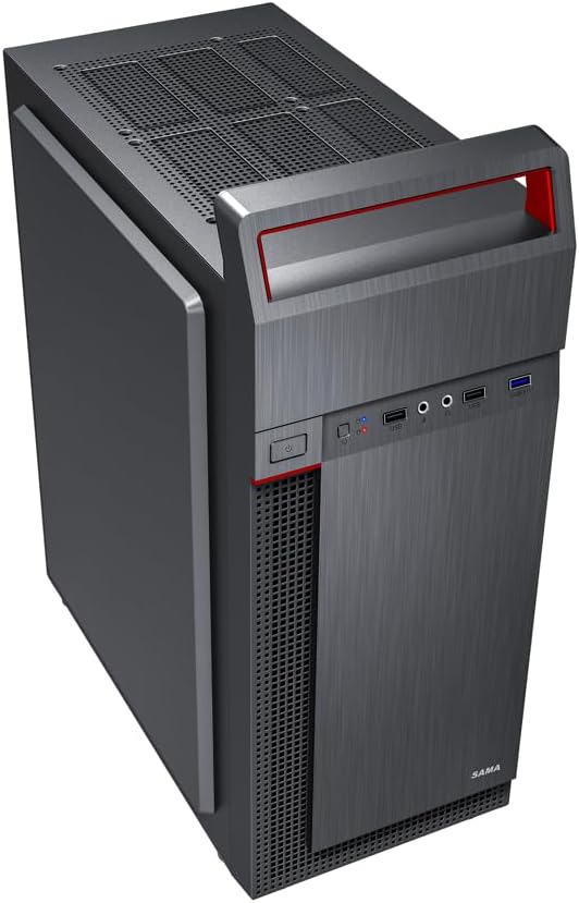 ATX Mid Tower Computer Case - SAMA S88 BK, High Airflow PC Gaming Case with Tempered Glass Side Panel, USB 3.0 Ports, Supports ATX/Micro-ATX/Mini-ITX Motherboards - Perfect for Gaming Rigs & Workstation Builds
