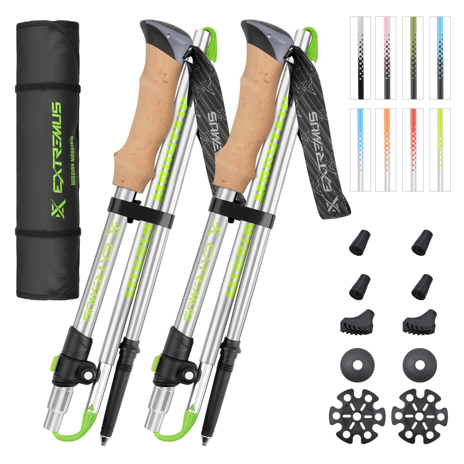Extremus Ultralight Trekking Poles - Lightweight 9.5oz Aviation Aluminum Hiking Sticks for Men & Women | One-Piece Foldable Design for Backpacking, Trail Running & Mountain Climbing | Perfect for Outdoor Adventures & Long-Distance Hiking