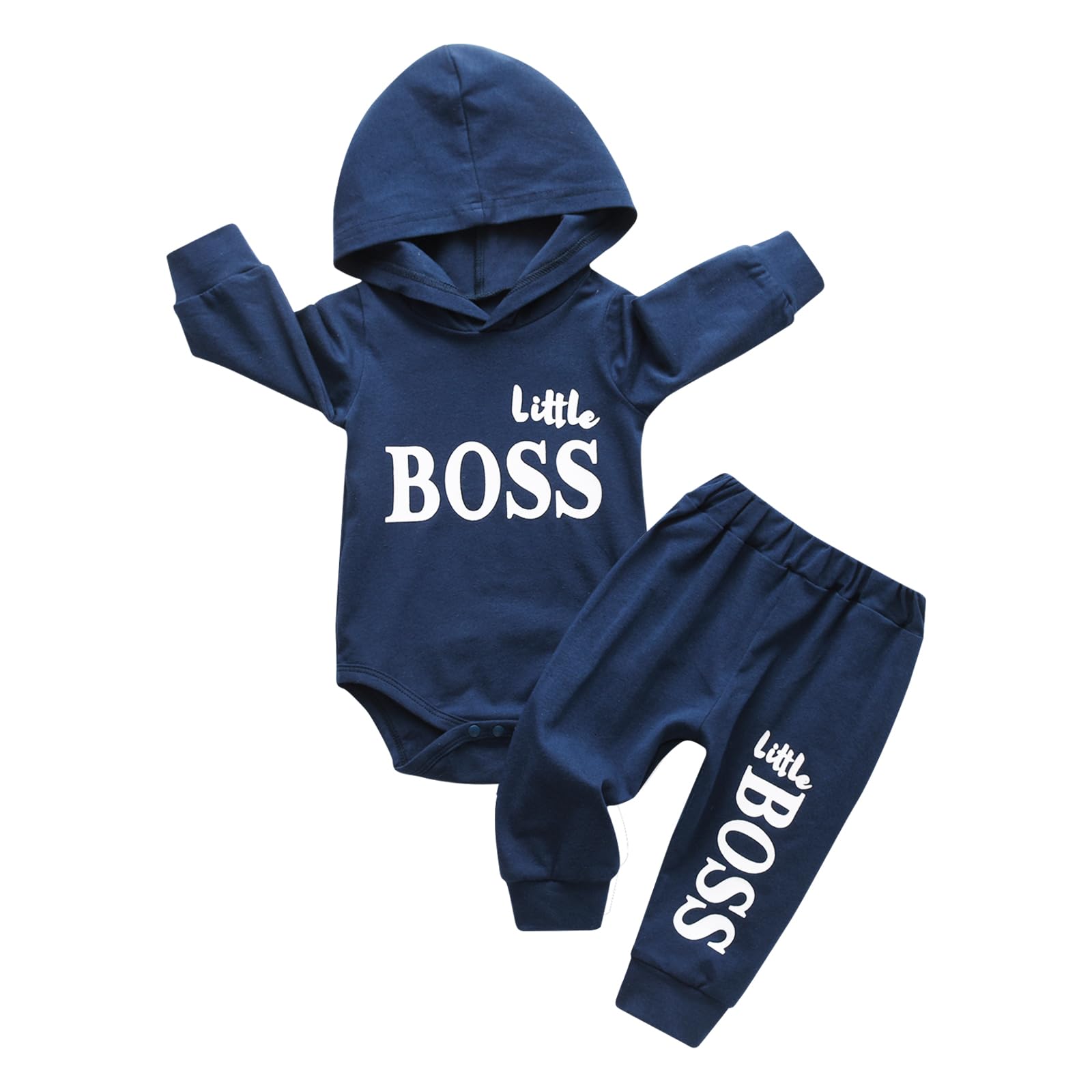 **Baby Boys Clothes Set - Cute Hoodie & Long Sleeve Letter Print Top + Pants Outfit for Toddlers - Perfect for Playdates, Daycare & Family Photos**