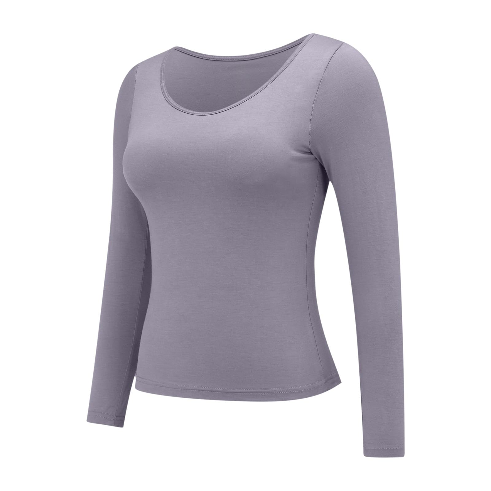 Women's Long Sleeve Sports Bra Top - Built-in Support Cotton Pullover Sweatshirt for Yoga, Running & Gym Workouts