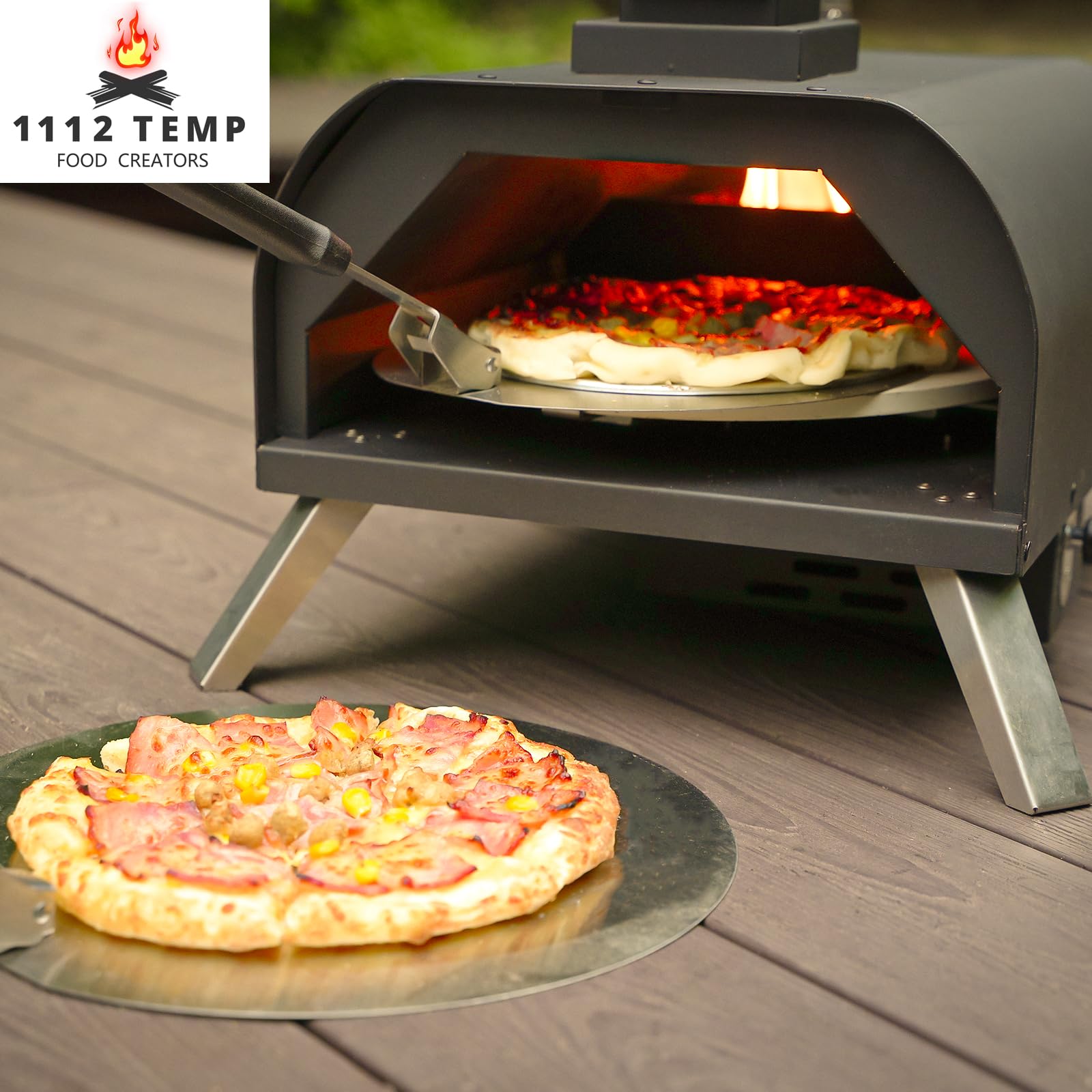 360° Rotating Pizza Stone for Outdoor Wood Oven - Perfect for Backyard Cooking, Camping & Wood-Fired Pizza Parties