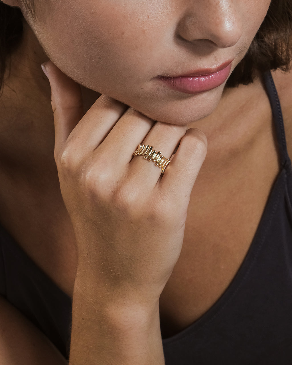 Joss Staggered Band Ring - Stackable Dainty Gold Plated Rings for Women - Perfect for Layering, Everyday Wear & Gift Giving