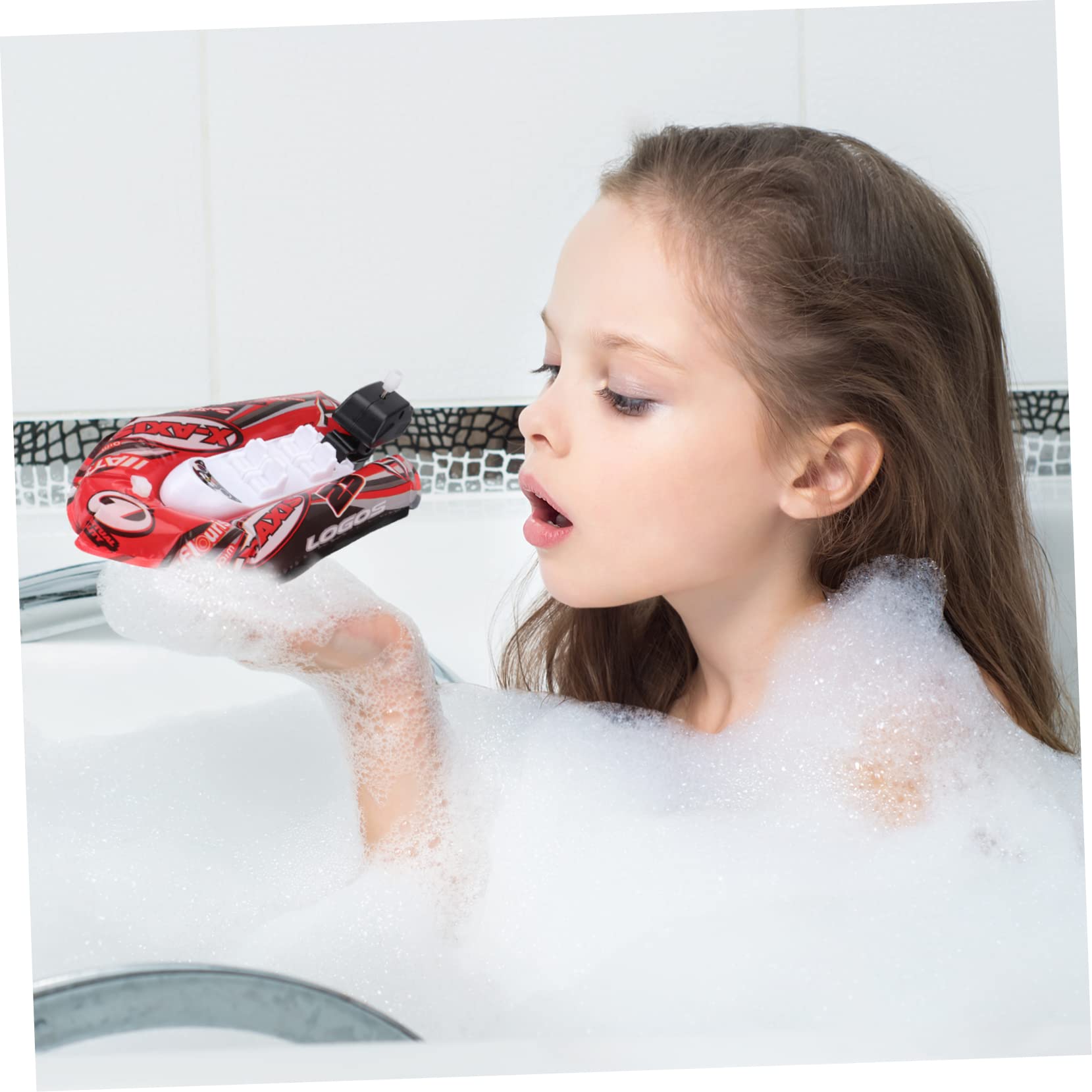 Vaguelly 3-Piece Wind-Up Bath Toy Boats Set - Fun Floating Boat Toys for Kids in Bathtub, Pool & Outdoor Water Play - Red Rubber Ducky Style Bath Squirter Toys for Toddlers
