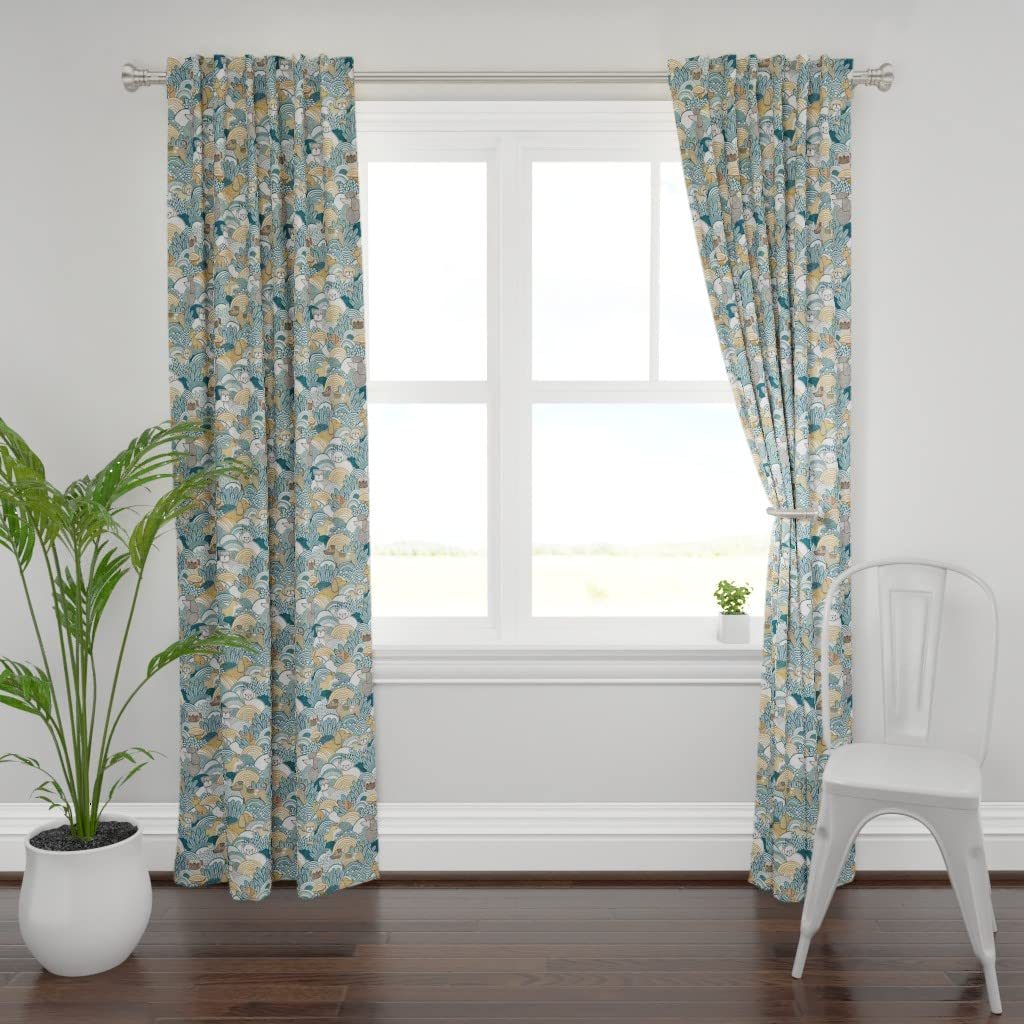 Custom Dog Park Dogs Pug Pets Poodle Pet Rescue Print Curtain Panel - 108