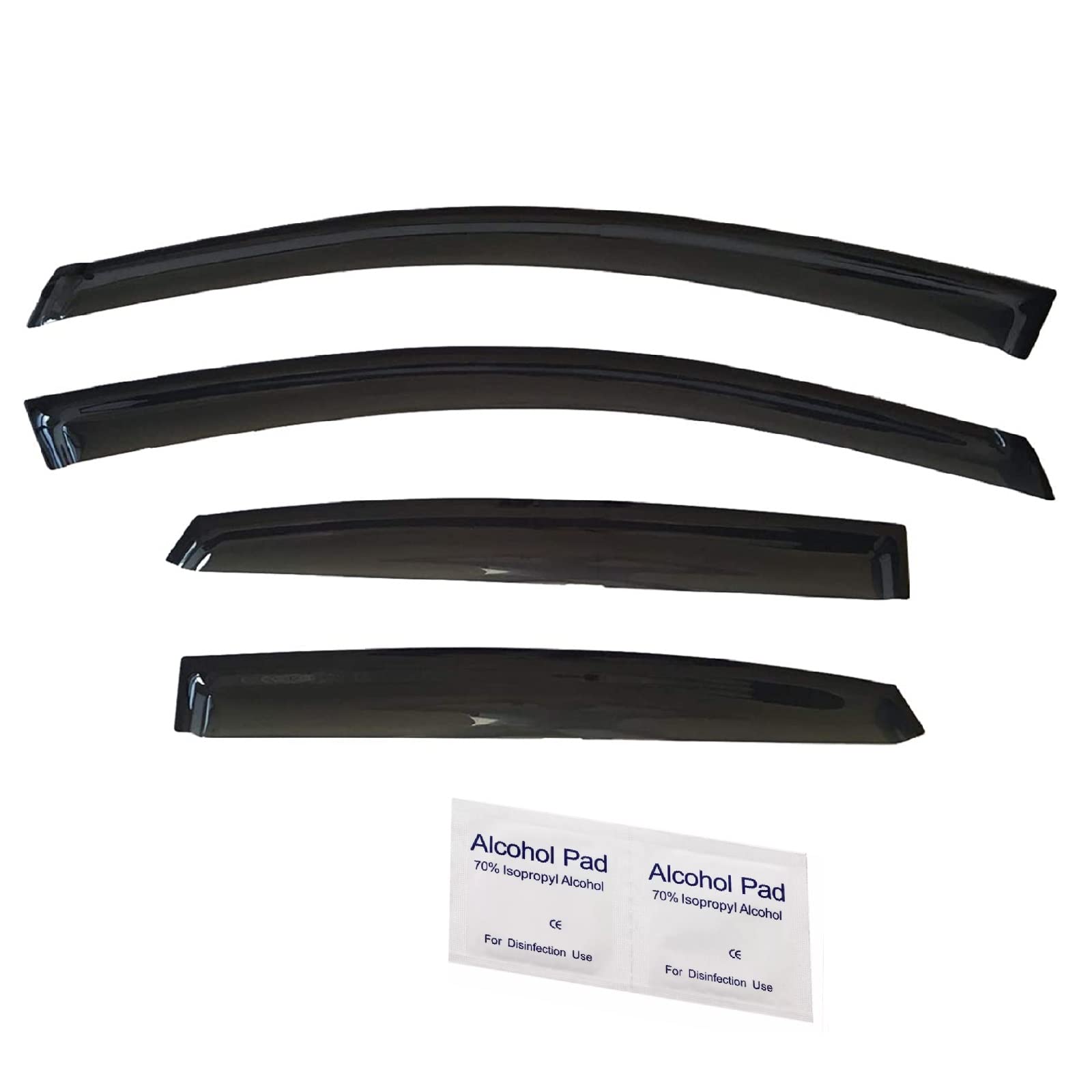 2013-2019 Nissan Sentra Side Window Deflectors - Smoke Tinted Tape-On Rain Guards & Vent Shades for S/SV/SR Models (2014-2018) | Reduce Wind Noise & Keep Rain Out While Driving