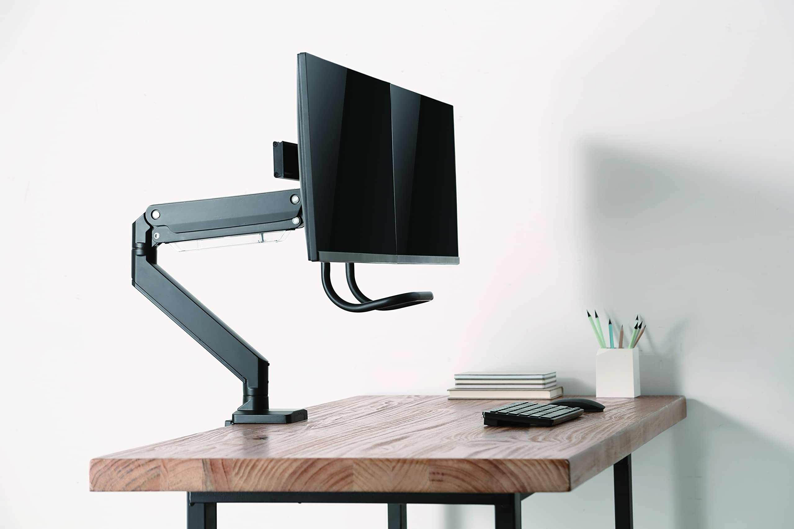 10-32 Inch Flat Screen TV Desk Mount with Clamp & Grommet Base - Space Saving Monitor Stand for Home Office, Gaming & Workspace Setup
