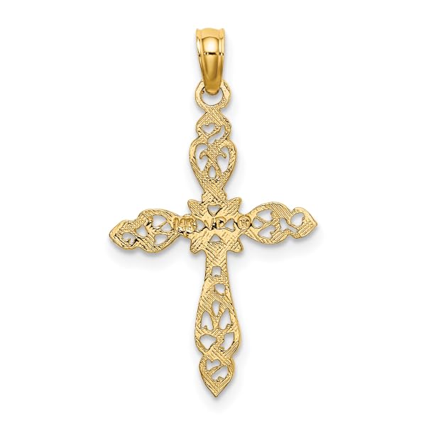 10K Solid Yellow Gold Holy Cross Pendant Necklace for Women & Men - Religious Jesus Christ Charm Jewelry Gift for Baptism, First Communion & Confirmation