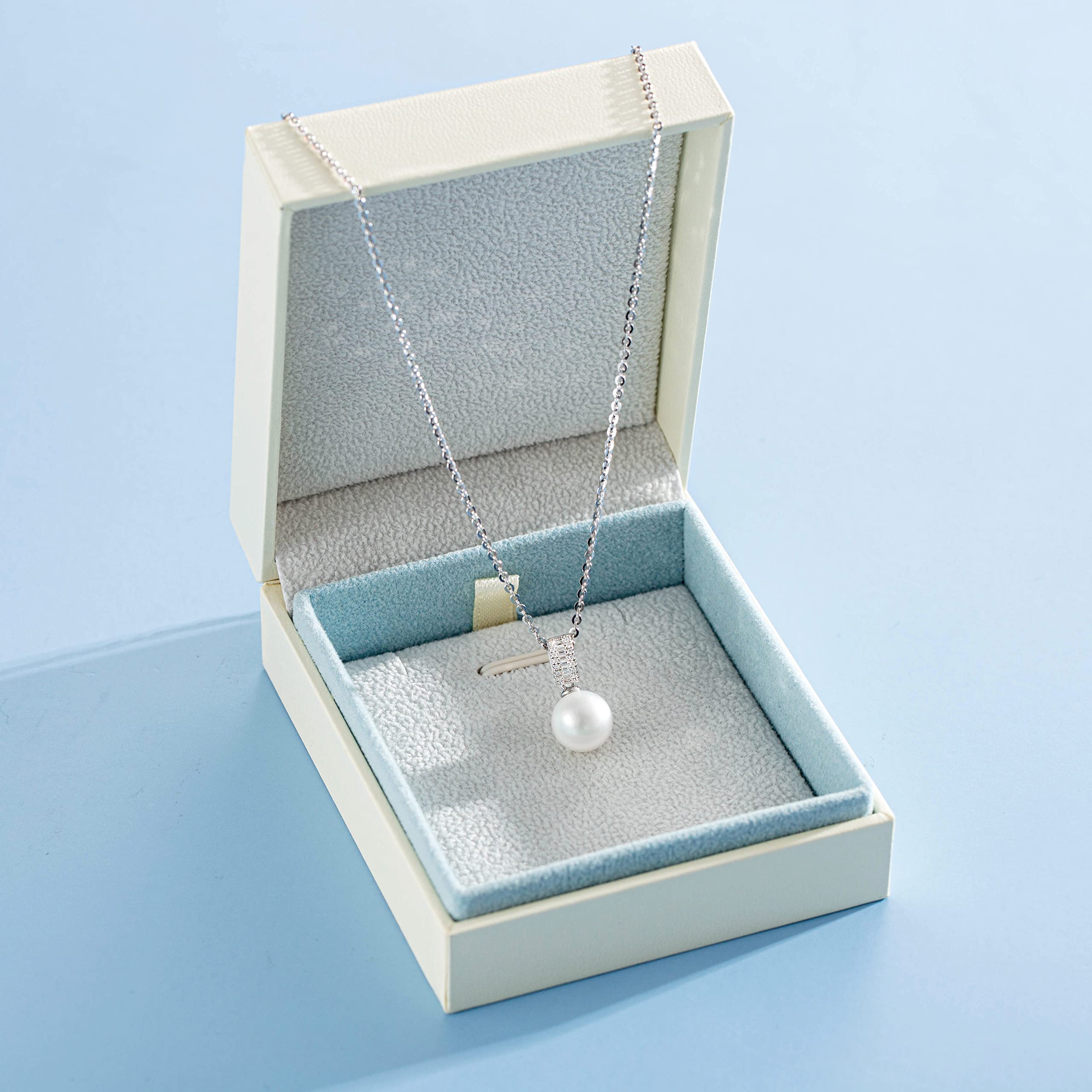 FANCIME June Birthstone Pearl Necklace - Sterling Silver 9-10mm Freshwater Pearl Jewelry for Women | Gift for Graduation