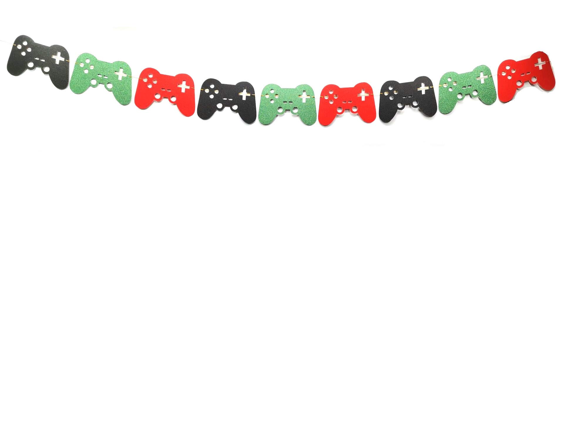 Video Game Controller Banner Garland - Green Red Black - Perfect for Video Game Party Decorations, Birthday Celebrations & Level Up Themed Events - Ideal for Gaming Rooms, Streamer Backdrops & Esports Tournaments