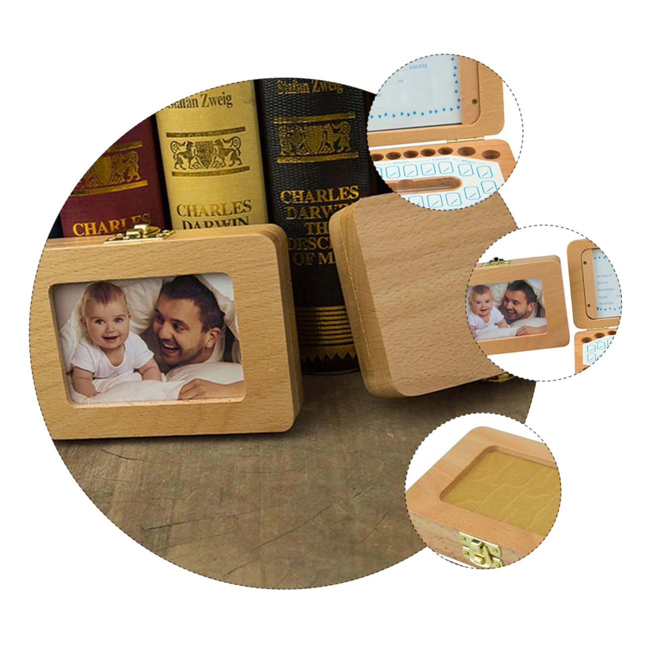 UPKOCH 3-Piece Wooden Tooth Box Set - Teeth Holder Organizer for Baby Teeth Keepsake, First Tooth Memory Box - Perfect for Kids' Milestone Preservation & Tooth Fairy Gifts