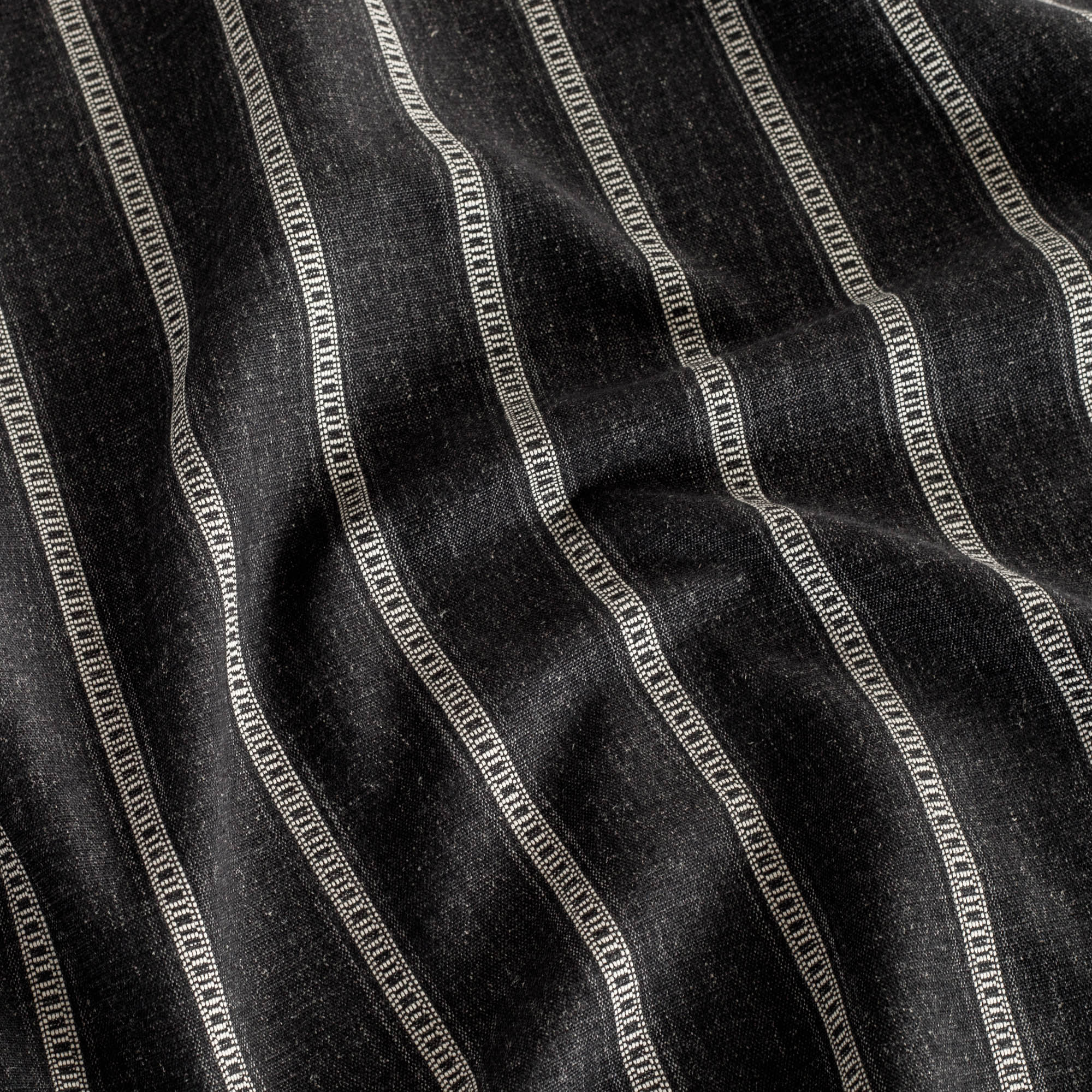 Brunswick Stripe Fabric - Premium Onyx Black Upholstery Material for Sofa, Chair & Home Decor | Perfect for Living Room, Bedroom & Office Furniture