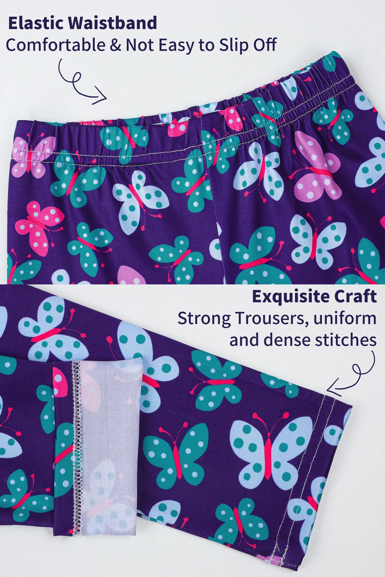 TODDOR 4 Pack Girls Printed Leggings - Stretchy Athletic Pants for Kids Ages 6-12 - Soft & Comfortable Yoga, Playtime & Everyday Wear