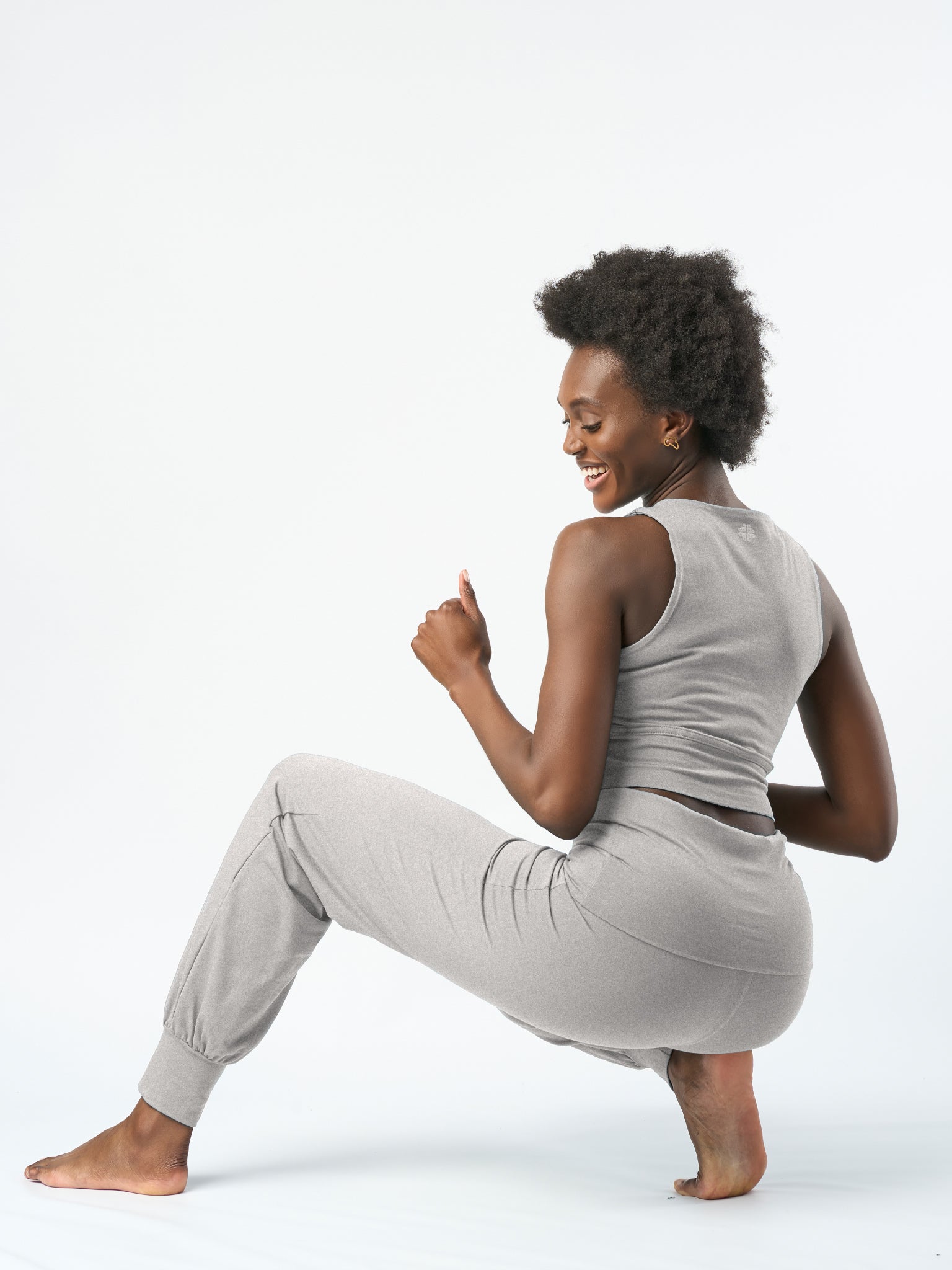 Gossypium Aspire Harem Pants for Women - Marl Grey Cotton Lounge Pants | Yoga, Meditation & Boho Chic Outfits
