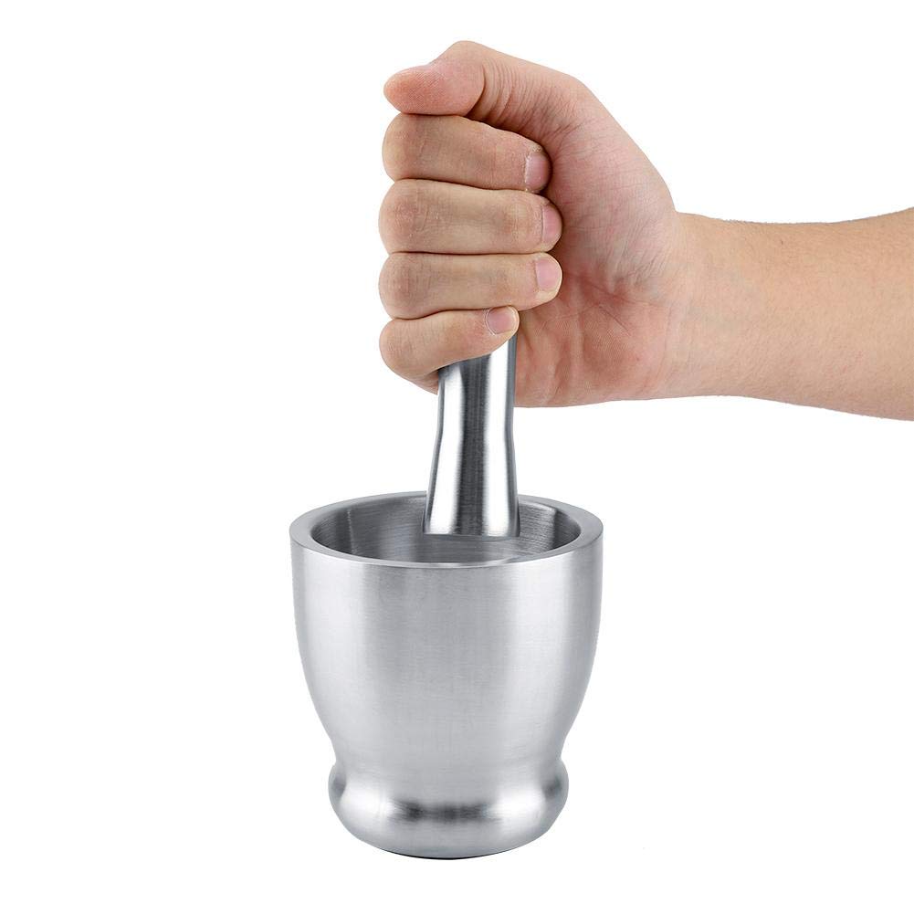 Stainless Steel Mortar and Pestle Set - Anti-Rust Spice Grinder, Manual Garlic Crusher with Ergonomic Long Handle for Crushing Herbs, Spices, Pills, Sesame Seeds - Perfect for Kitchen, Pharmacy & Herbal Medicine Preparation