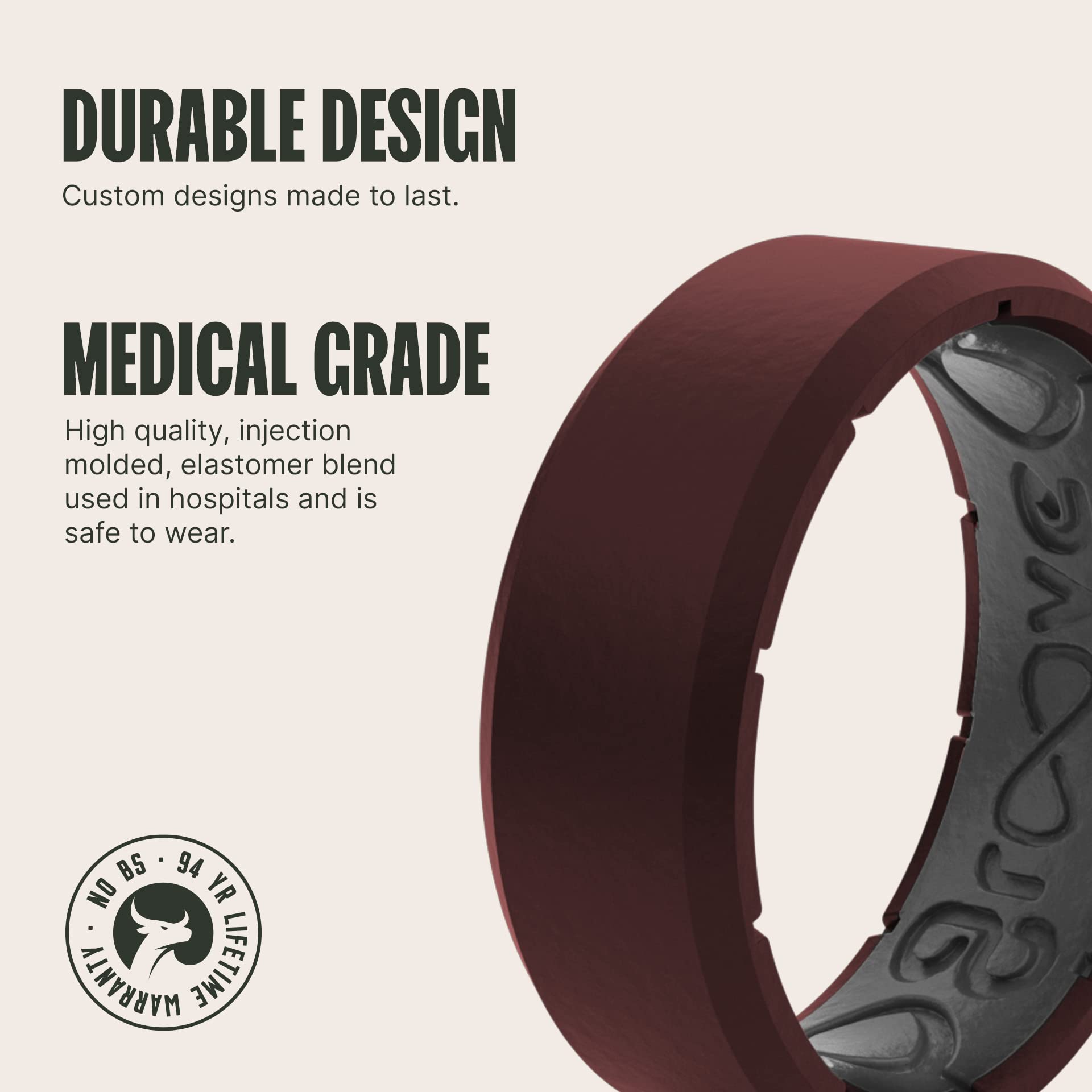 Groove Life Edge Silicone Ring for Men - Breathable Rubber Wedding Band with Unique Design, Comfort Fit & Lifetime Warranty | Perfect for Active Lifestyles, Gym, Swimming & Outdoor Adventures