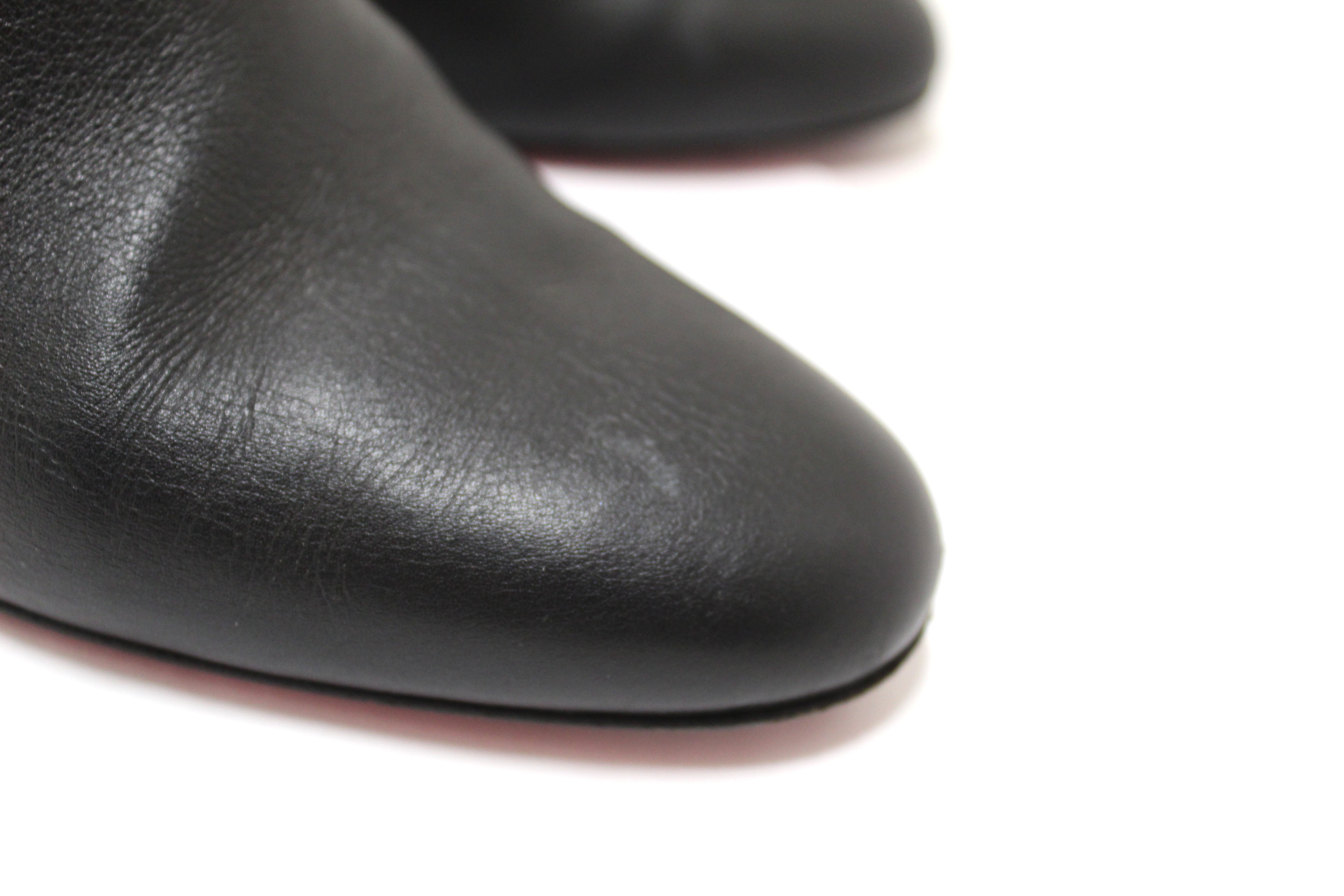 Authentic Christian Louboutin Black Leather Turela 55 Ankle Boots Women's Size 36.5 - Stylish & Comfortable for Evening Parties & Night Out