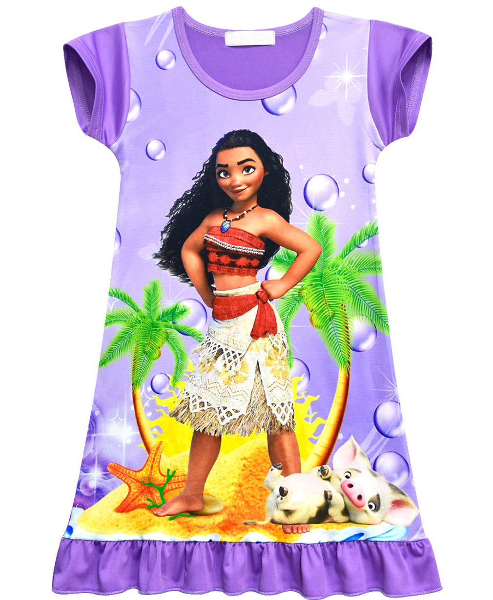 ZHBNN Girls Cartoon Nightgown - Cute Princess Pajama Dress for Sleepovers & Birthday Parties | Soft Cotton Sleepwear for Toddler & Kids