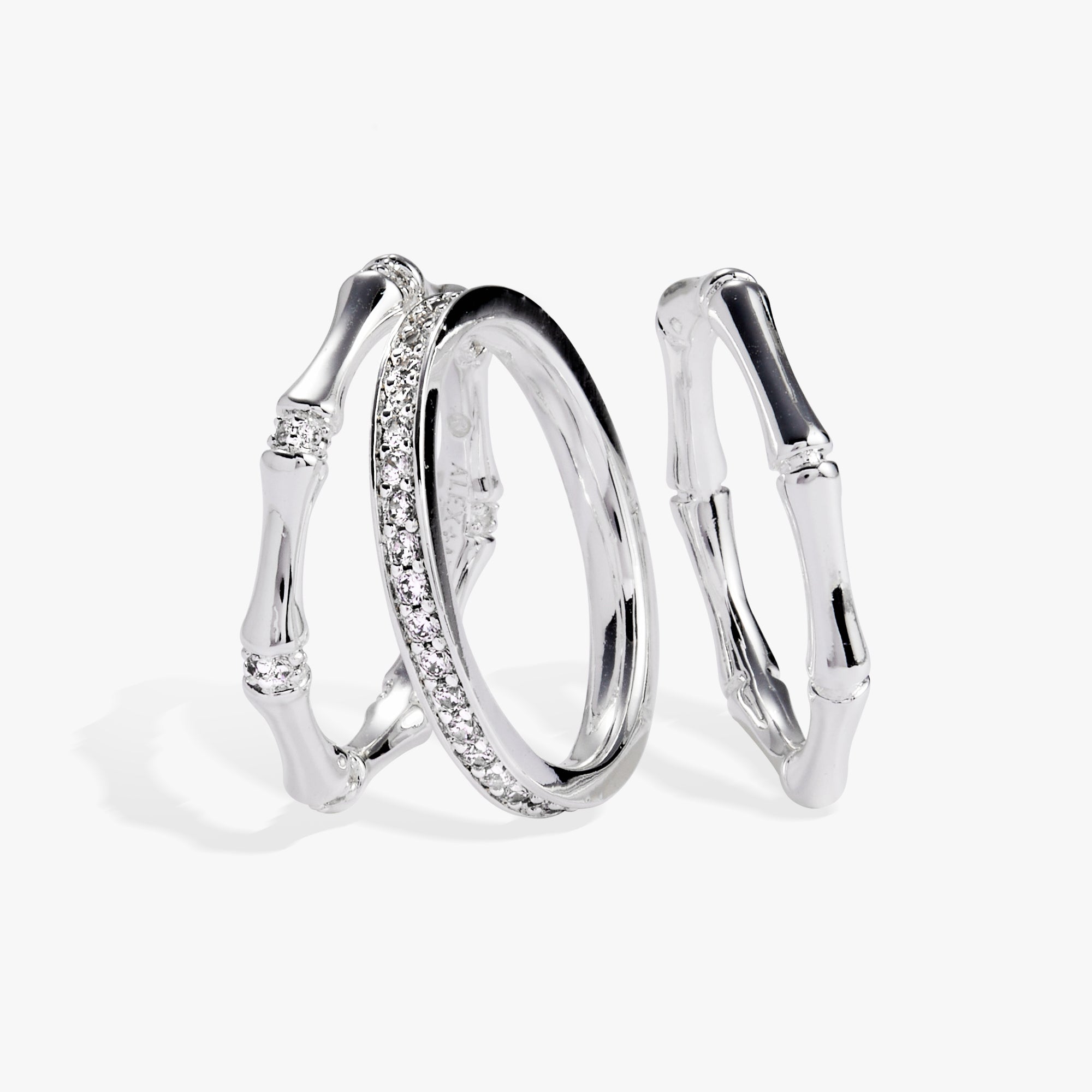 Elegant Bamboo Trio Ring Set for Women - Dainty Stackable Rings - Perfect for Everyday Wear, Gift Giving & Boho Jewelry Lovers