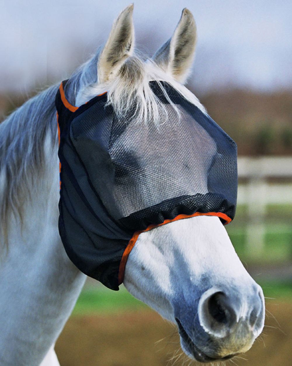 Equilibrium Field Relief Midi Fly Mask for Horses - No Ears Design - UV Protection & Comfort for Riding, Training, and Pasture Use