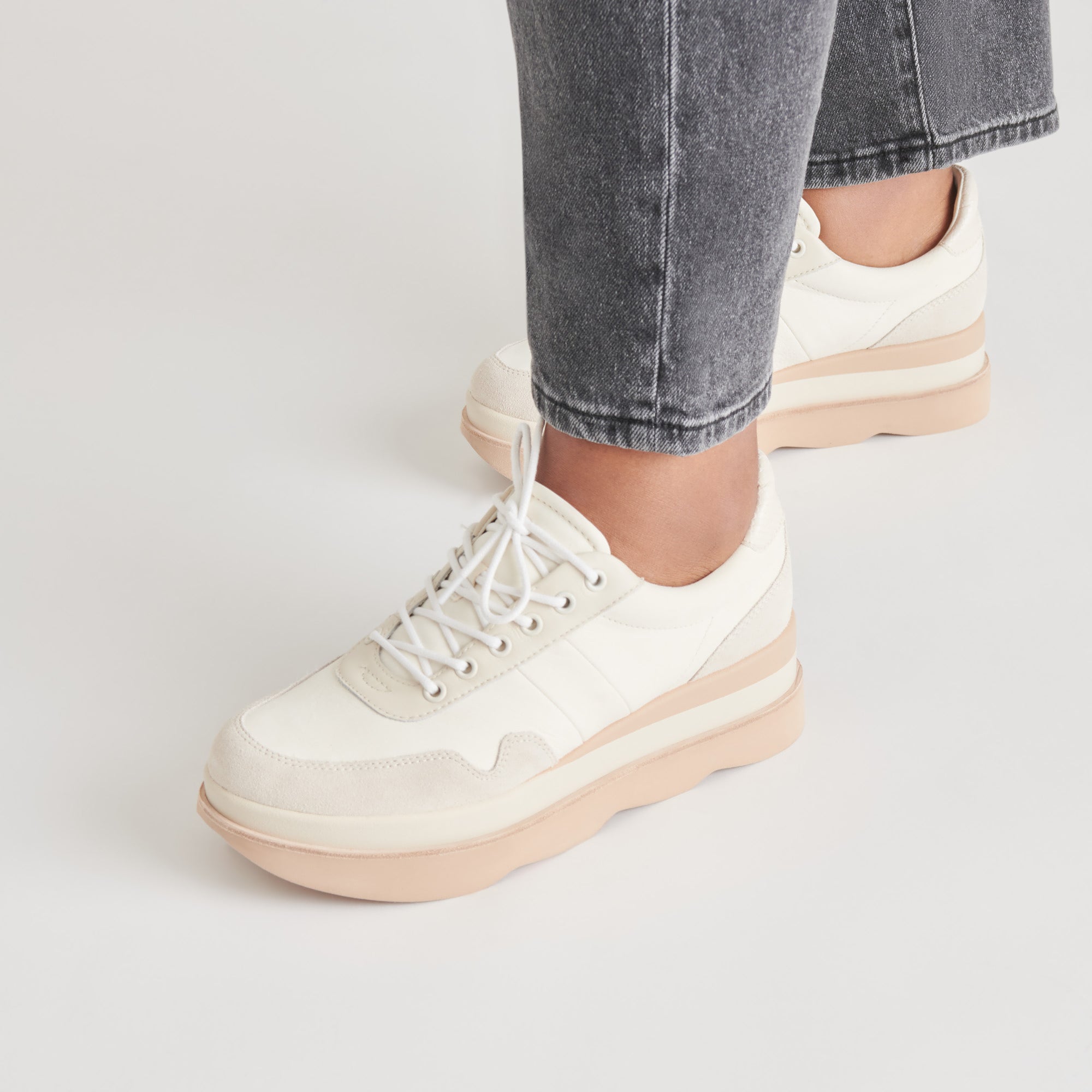 Jayne Sneakers for Women - Ivory Nubuck Leather Casual Shoes | Comfortable Walking & Everyday Fashion Footwear for Work, Travel & Outings