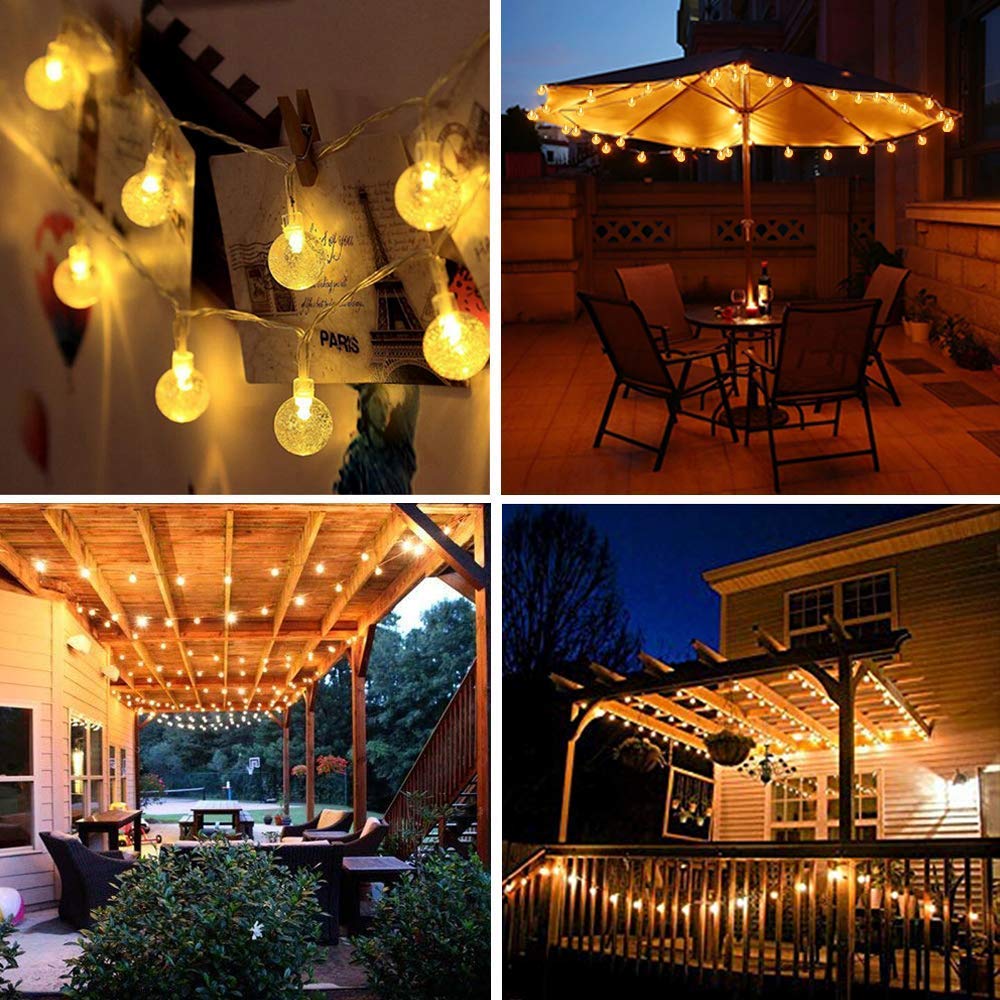 100 LED Globe String Lights 33ft - Waterproof Fairy Lights with Remote Control & Timer, 8 Lighting Modes for Indoor Outdoor Use - Perfect for Bedroom, Garden, Christmas Tree, Wedding, Party Decor (Warm White)