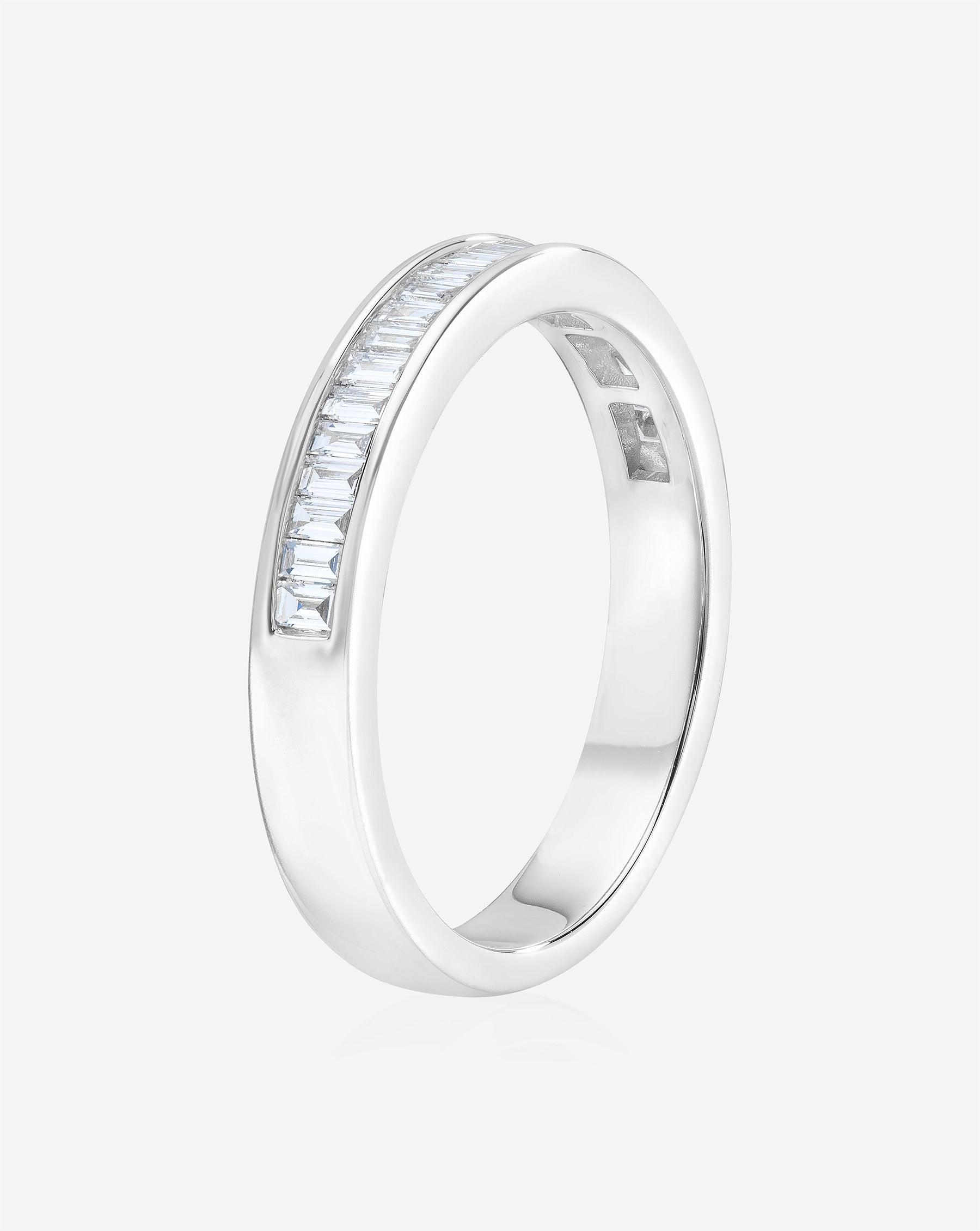 Baguette Diamond Channel Set Half Band Ring - Elegant Wedding, Engagement & Anniversary Jewelry Gift for Women