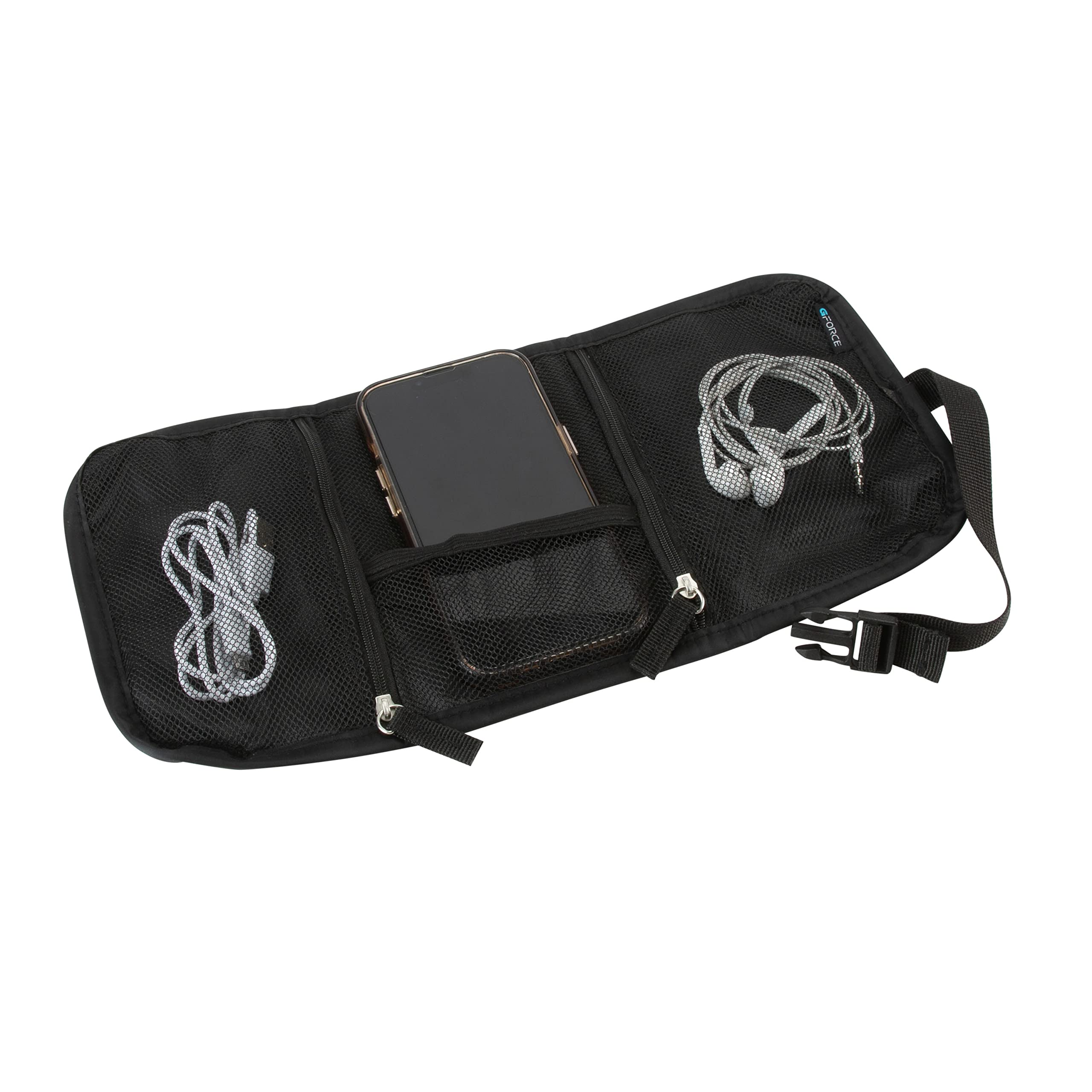GForce Tech Cable Organizer Bag - Portable Travel Accessory Case for Electronics Chargers & Cords with Mesh Pockets (Black) | Perfect for Business Trips, Commuting & Home Office Organization