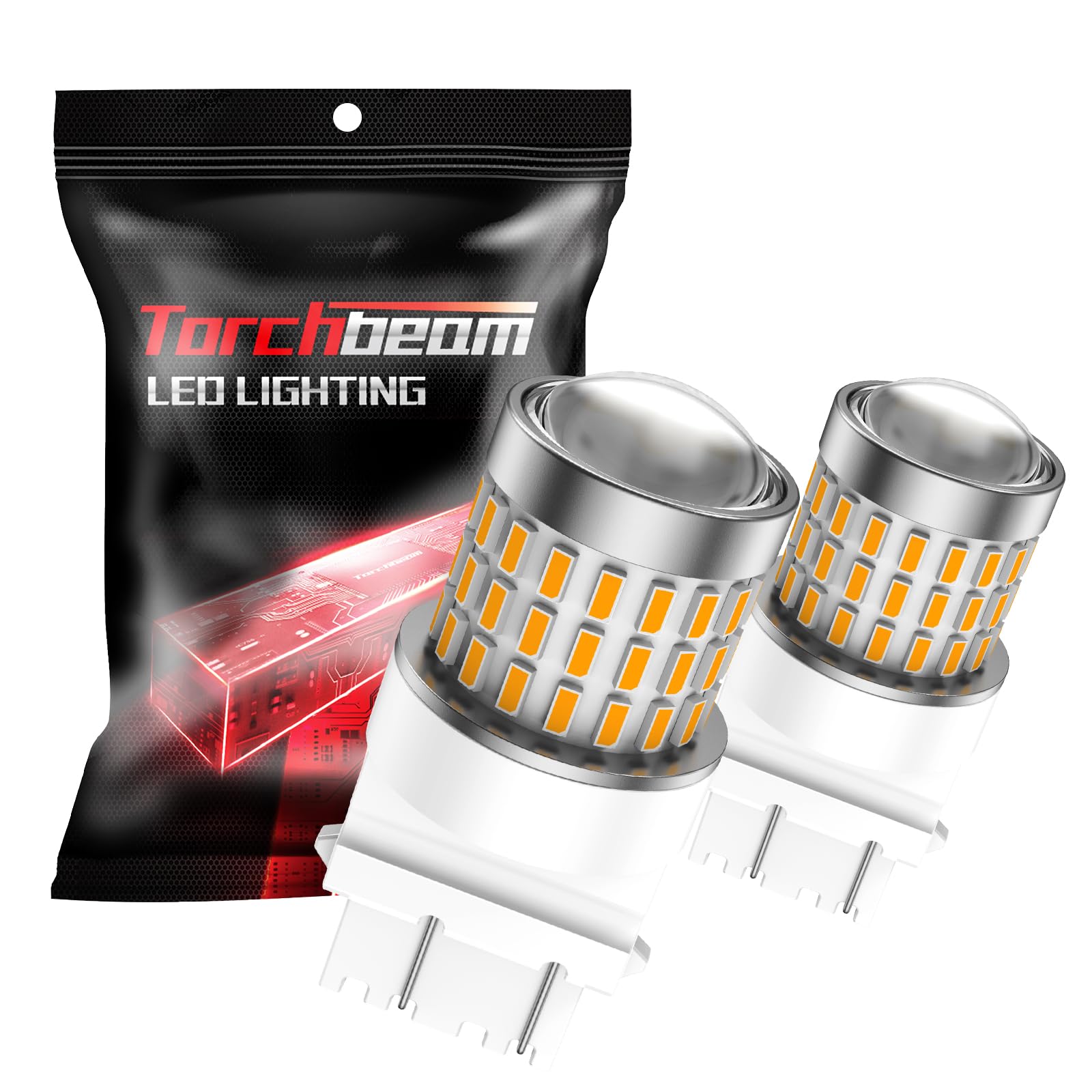 Torchbeam 3157 LED Bulbs - Super Bright Amber Turn Signal Lights 300% Brighter | Compatible with 3156 3056 4057 4157 | Projector Design for Parking, Side Marker & Brake Lights | Pack of 2 | Perfect for Cars, Trucks & Motorcycles