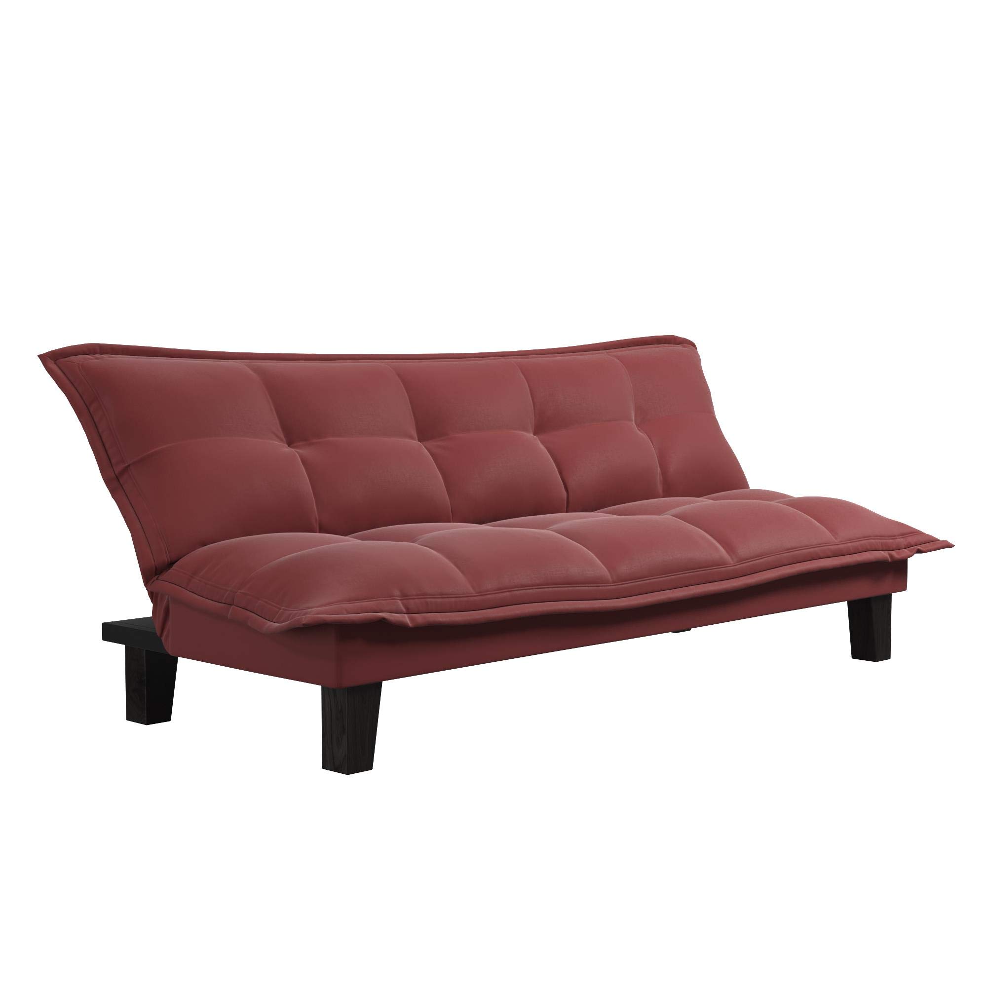 DHP Lodge Convertible Futon Couch Bed - Microfiber Upholstery with Wooden Legs, Red | Space-Saving Sleeper Sofa for Small Apartments, Guest Rooms & Dorm Living
