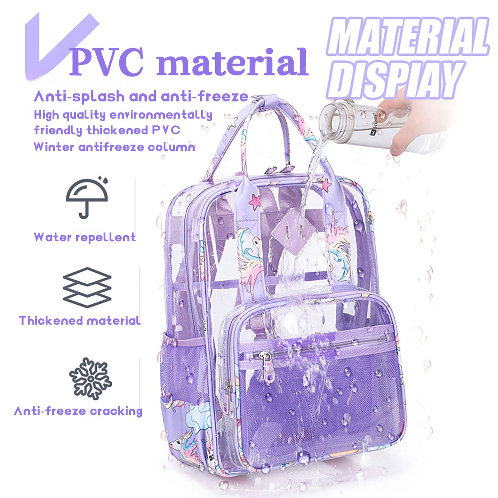 KEBEIXUAN Heavy Duty Clear Backpack - Transparent School Backpack with Multiple Pockets for Students, Work & Travel (3-Piece Set, Plaid Black) | Perfect for Concerts, Stadium Events & Airport Security