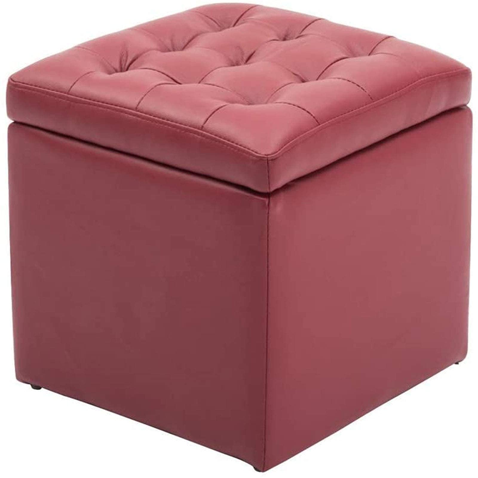European Style Burgundy Footstool - 40x40x40cm Shoe Bench & Storage Stool for Dressing Table, Sofa, Living Room | Perfect for Home Decor & Extra Seating