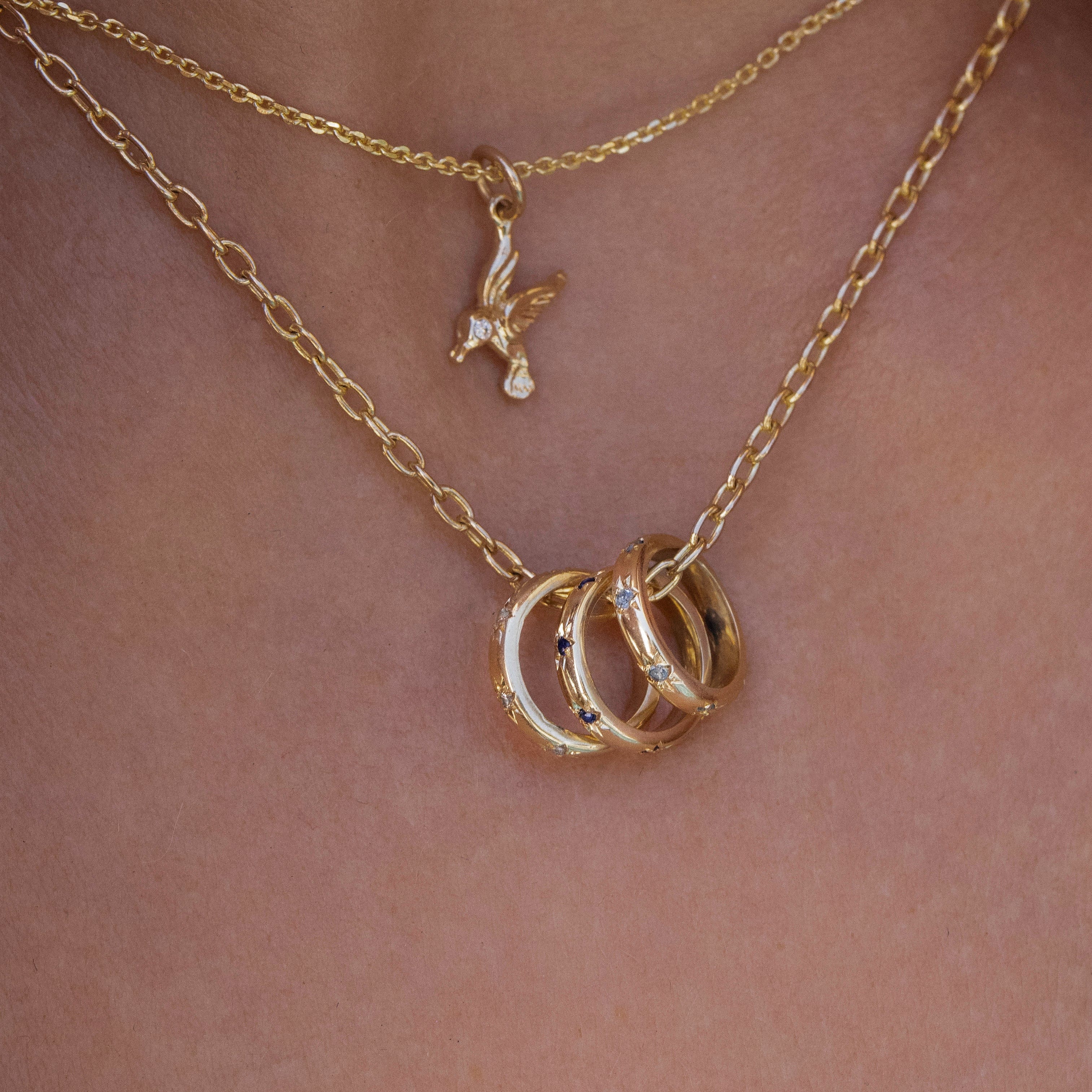 Starburst Birthstone Ring Charm Necklace - Dainty Gold/Silver Pendant for Women - Perfect Gift for Birthday, Anniversary & Mother's Day Jewelry