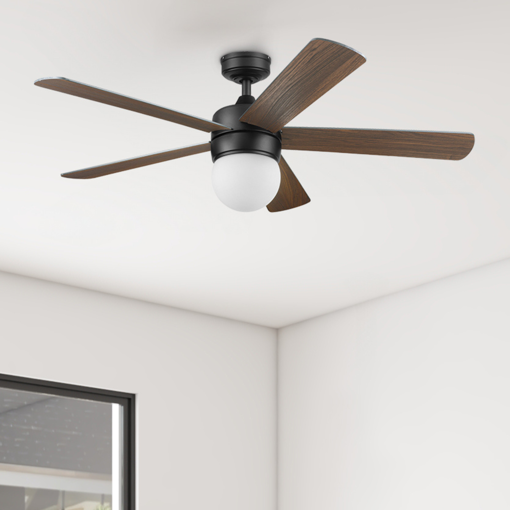 52 Inch Ardrey Kell Matte Black Ceiling Fan with Remote Control - Energy Efficient, Quiet Operation for Living Room, Bedroom, and Office